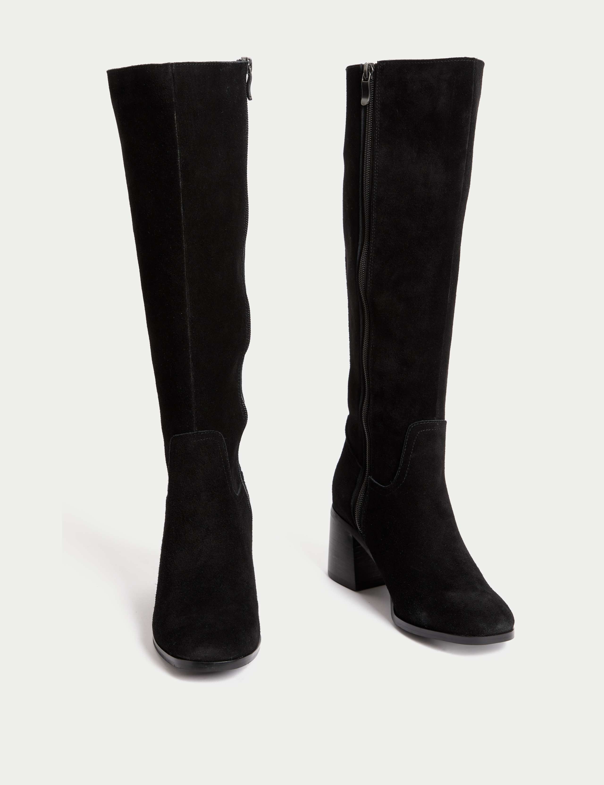 Wide Fit Suede Block Heel Knee High Boots 2 of 3