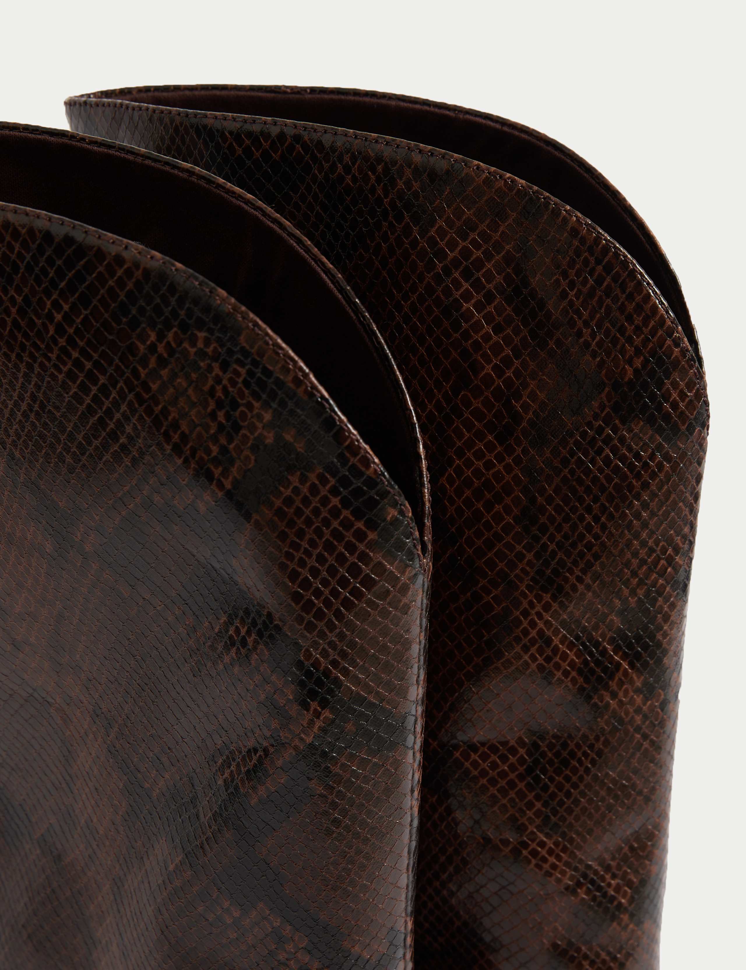 Snake Print Block Heel Knee High Boots 3 of 3