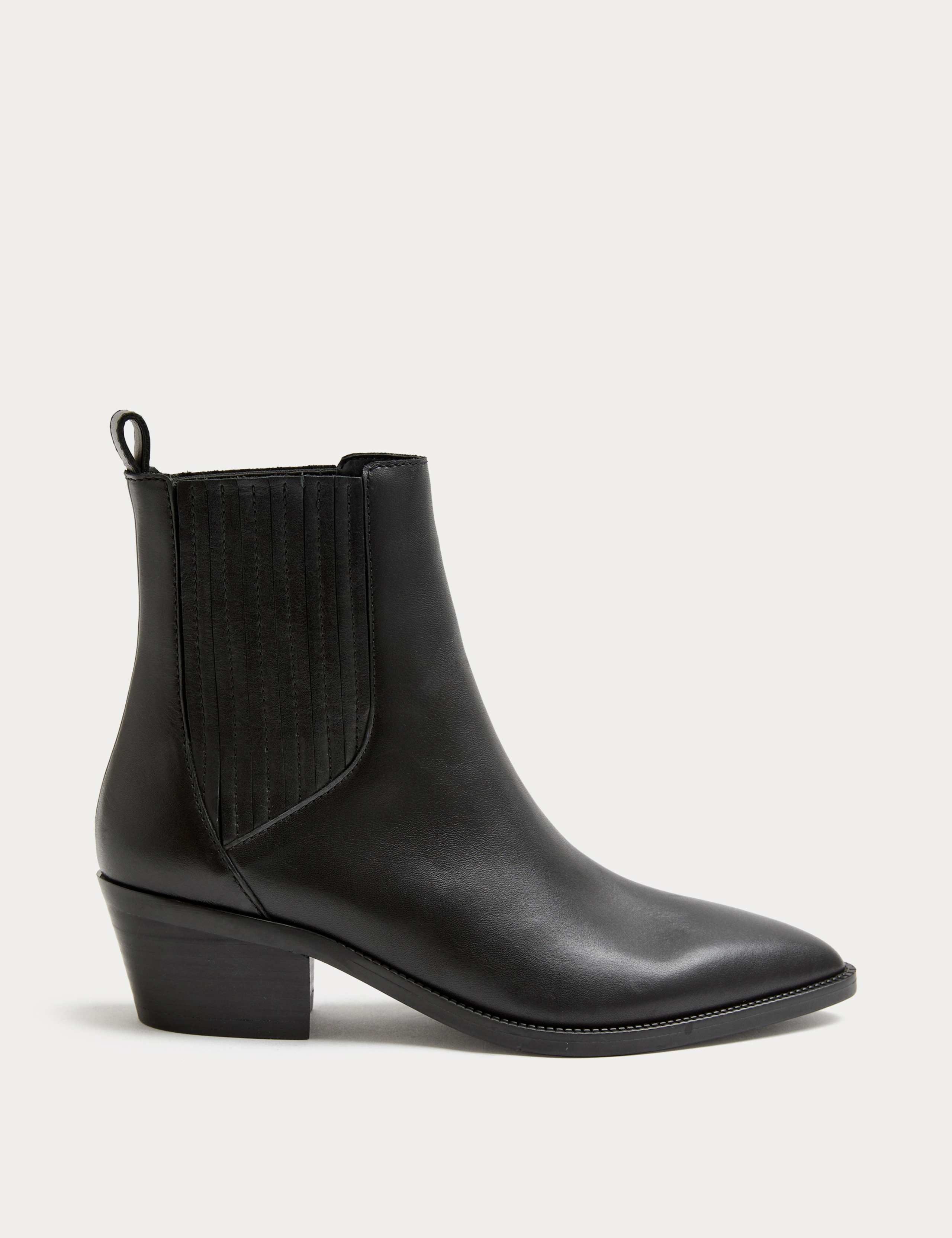 Leather Cowboy Block Heel Pointed Ankle Boots 2 of 3