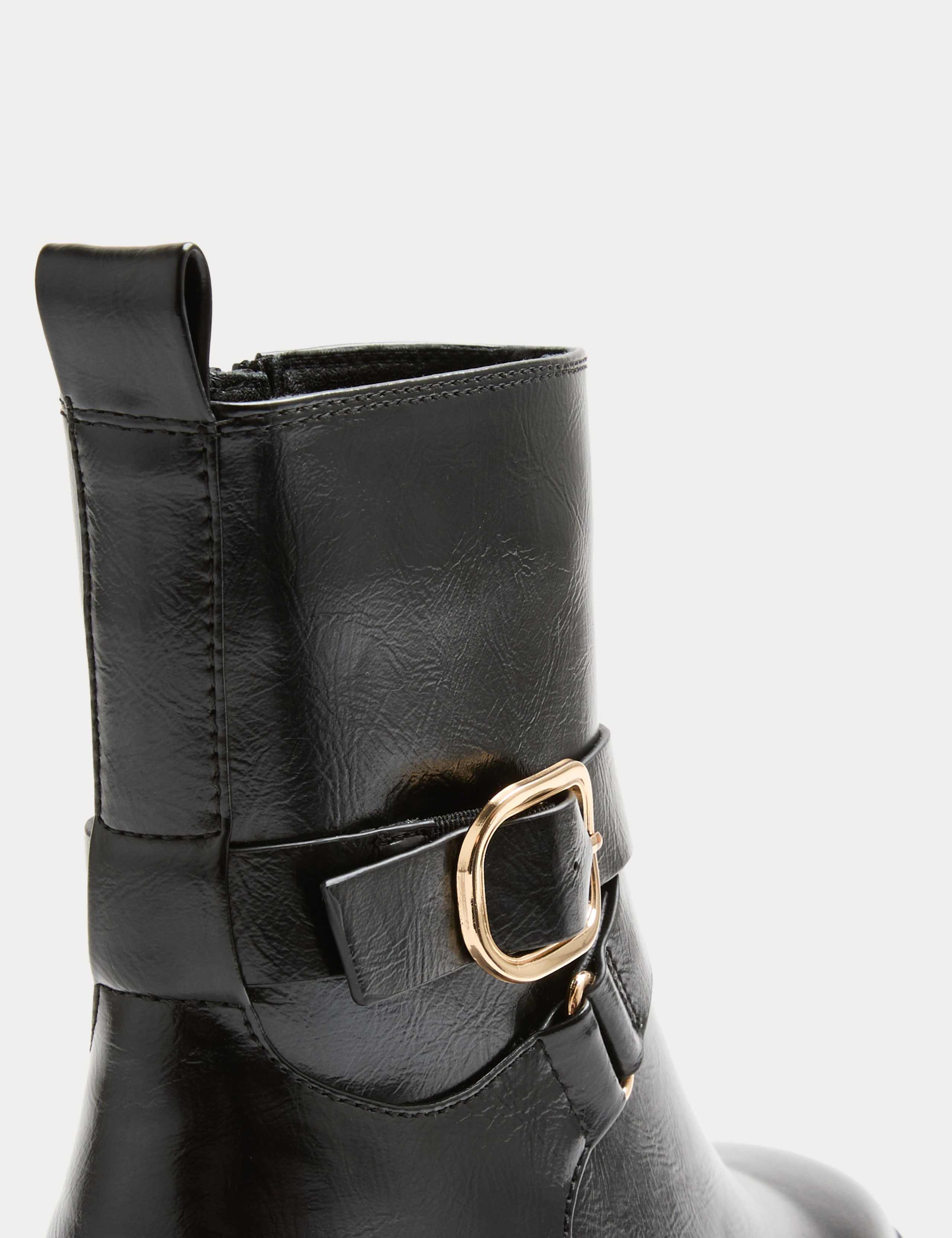 Wide Fit Buckle Block Heel Ankle Boot 3 of 3