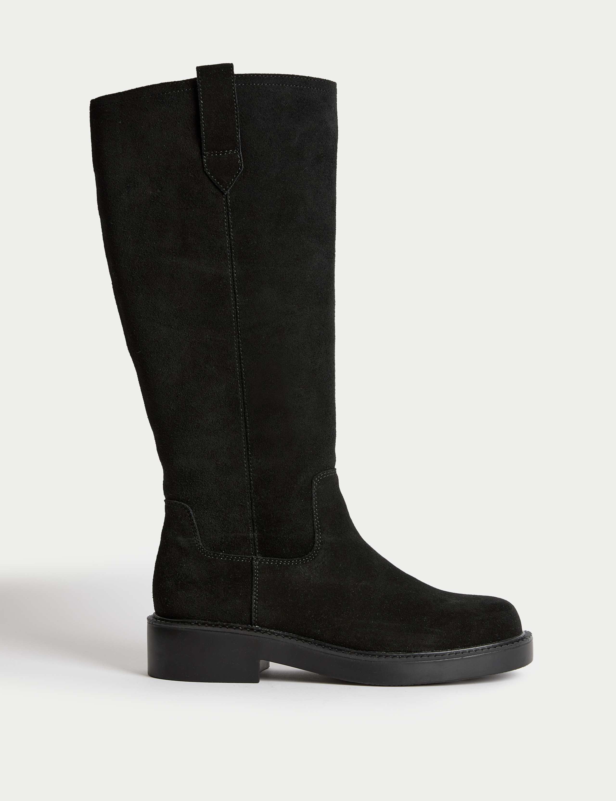 Suede Chunky Pull On Knee High Boots 1 of 3