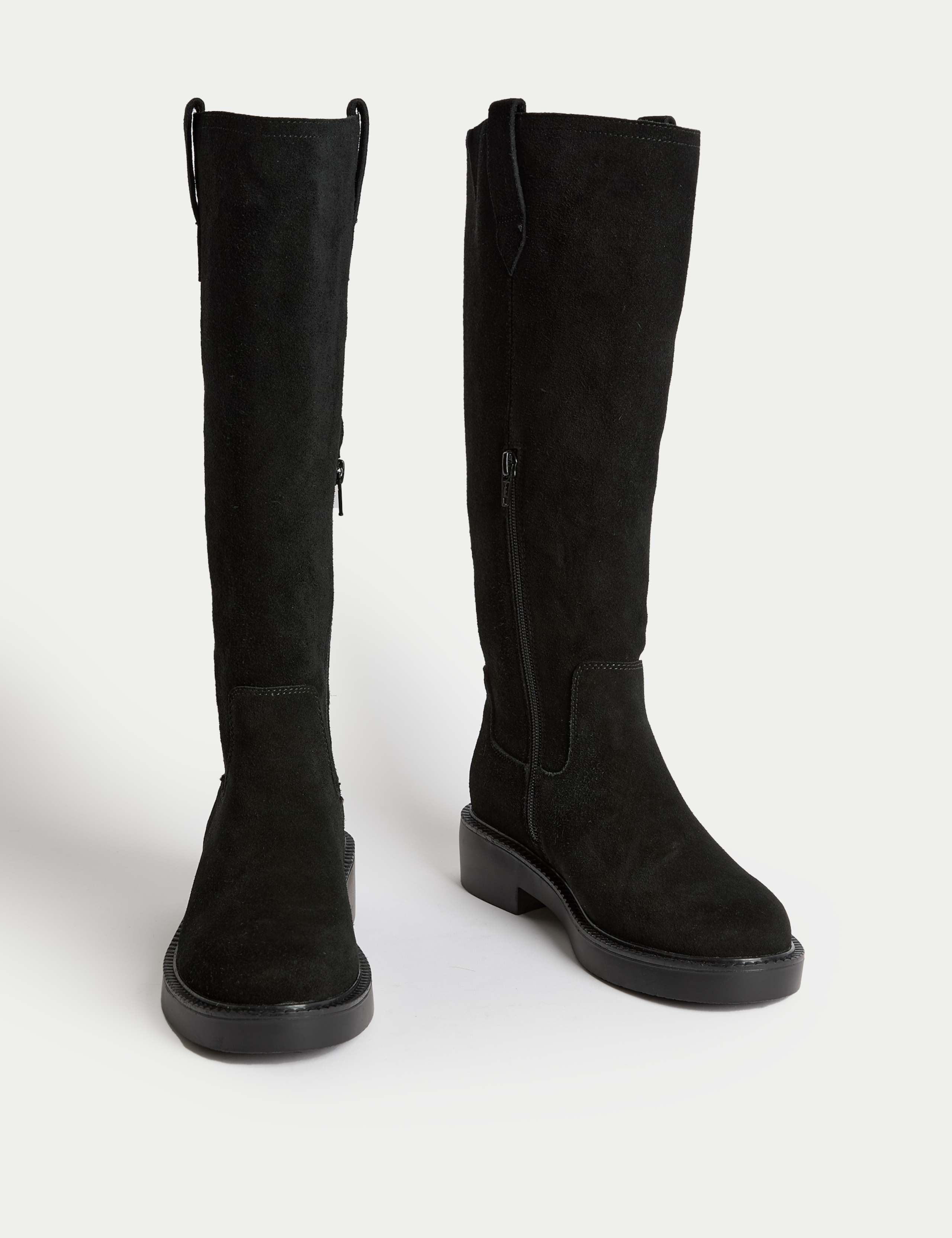 Suede Chunky Pull On Knee High Boots 2 of 3