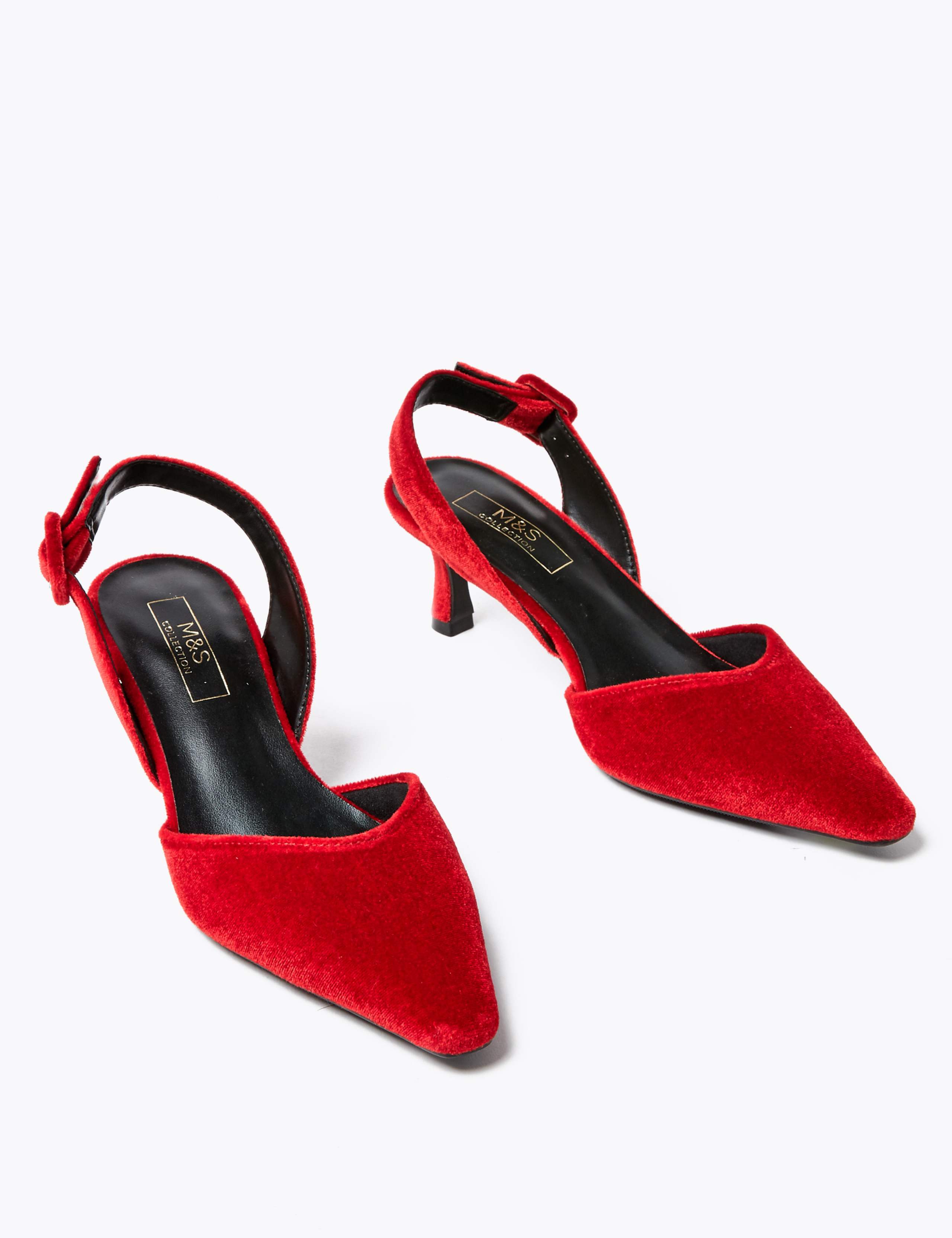 Velvet Slingback Kitten Heel Court Shoes 3 of 5