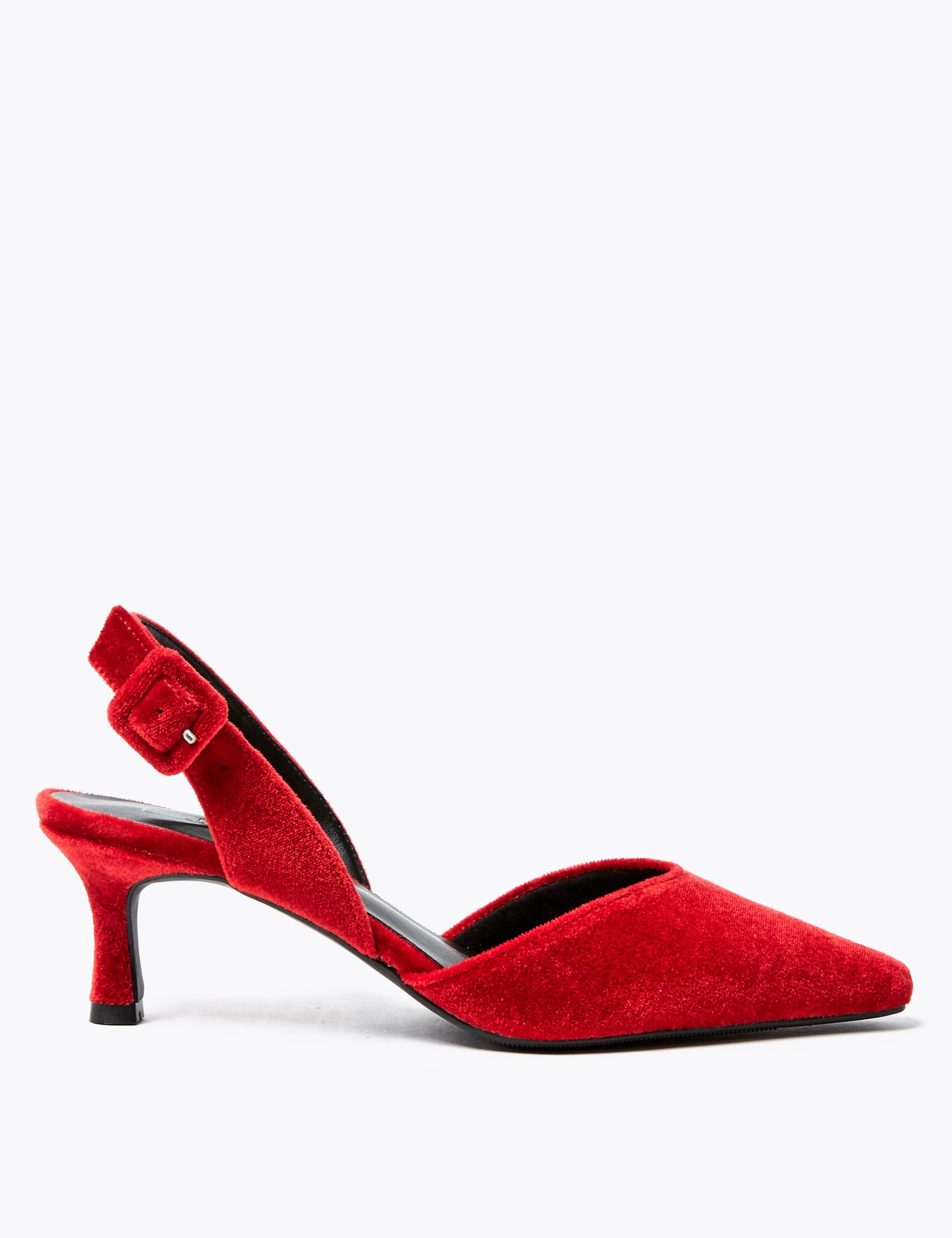 Velvet Slingback Kitten Heel Court Shoes 2 of 5