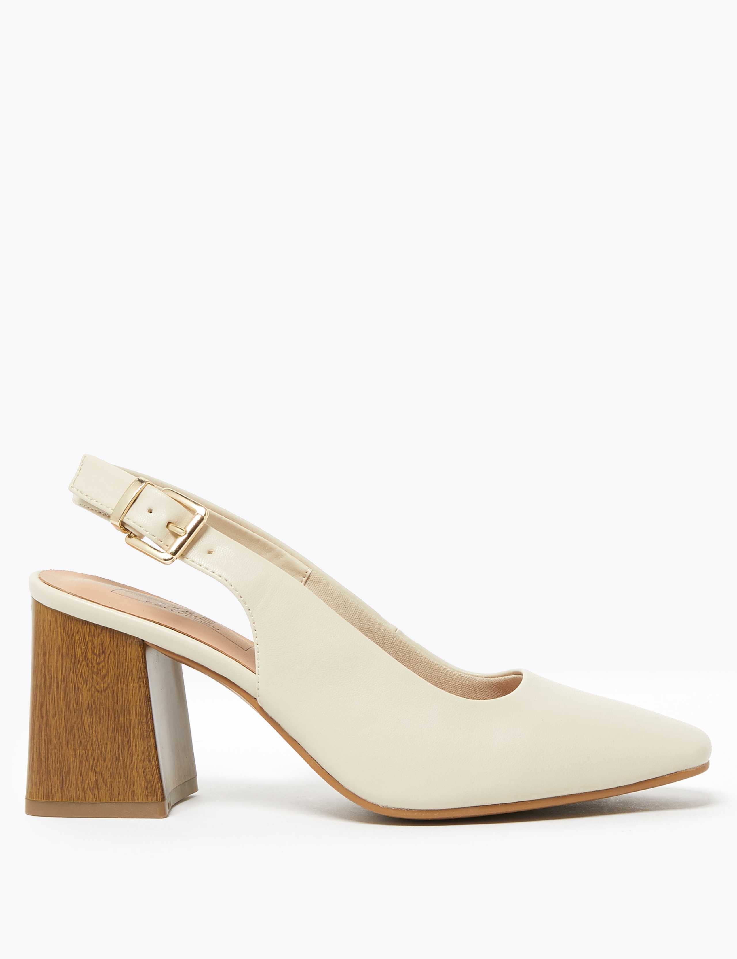 Block Heel Square Toe Slingback Shoes 1 of 4