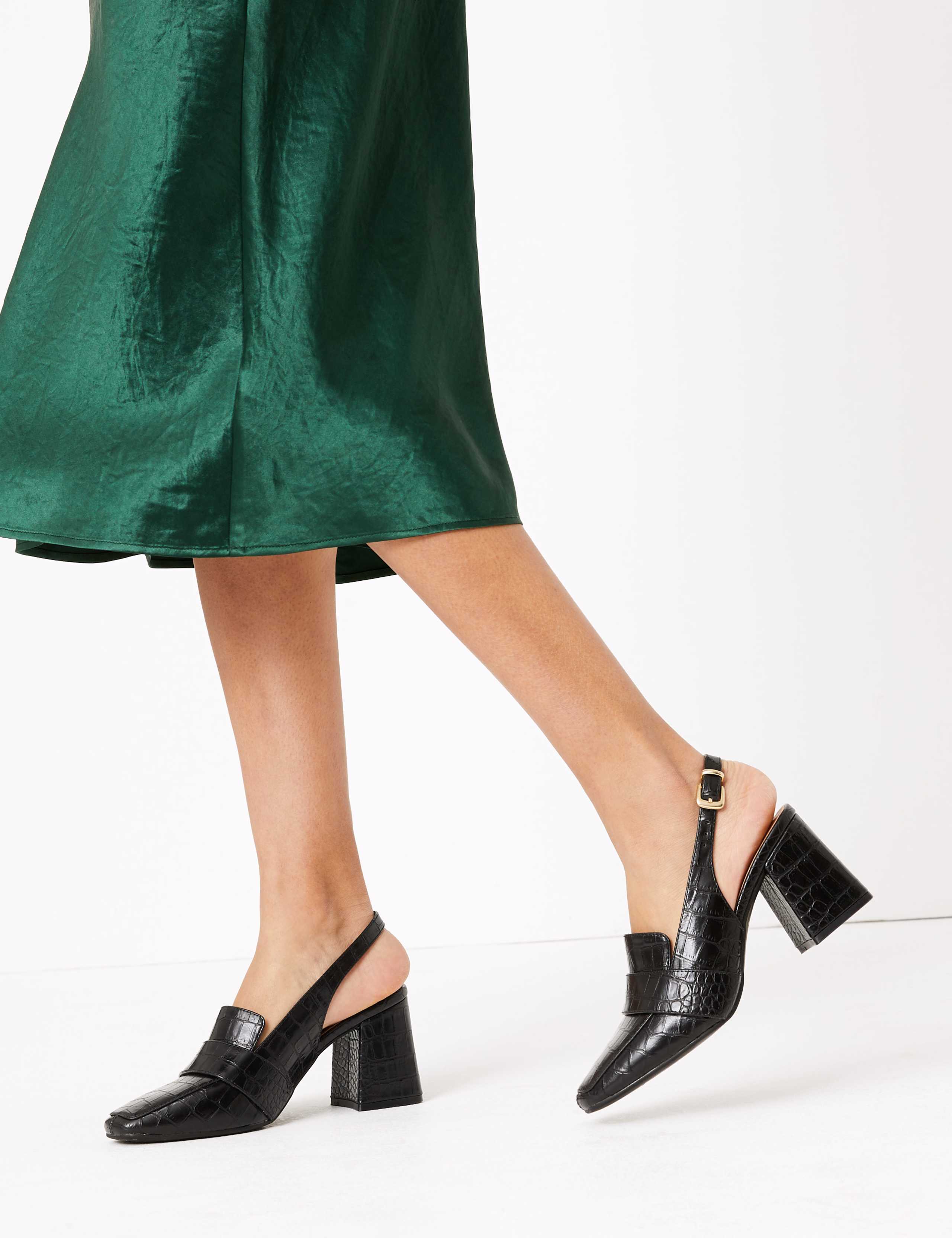 Block Heel Square Toe Slingback Shoes 1 of 5