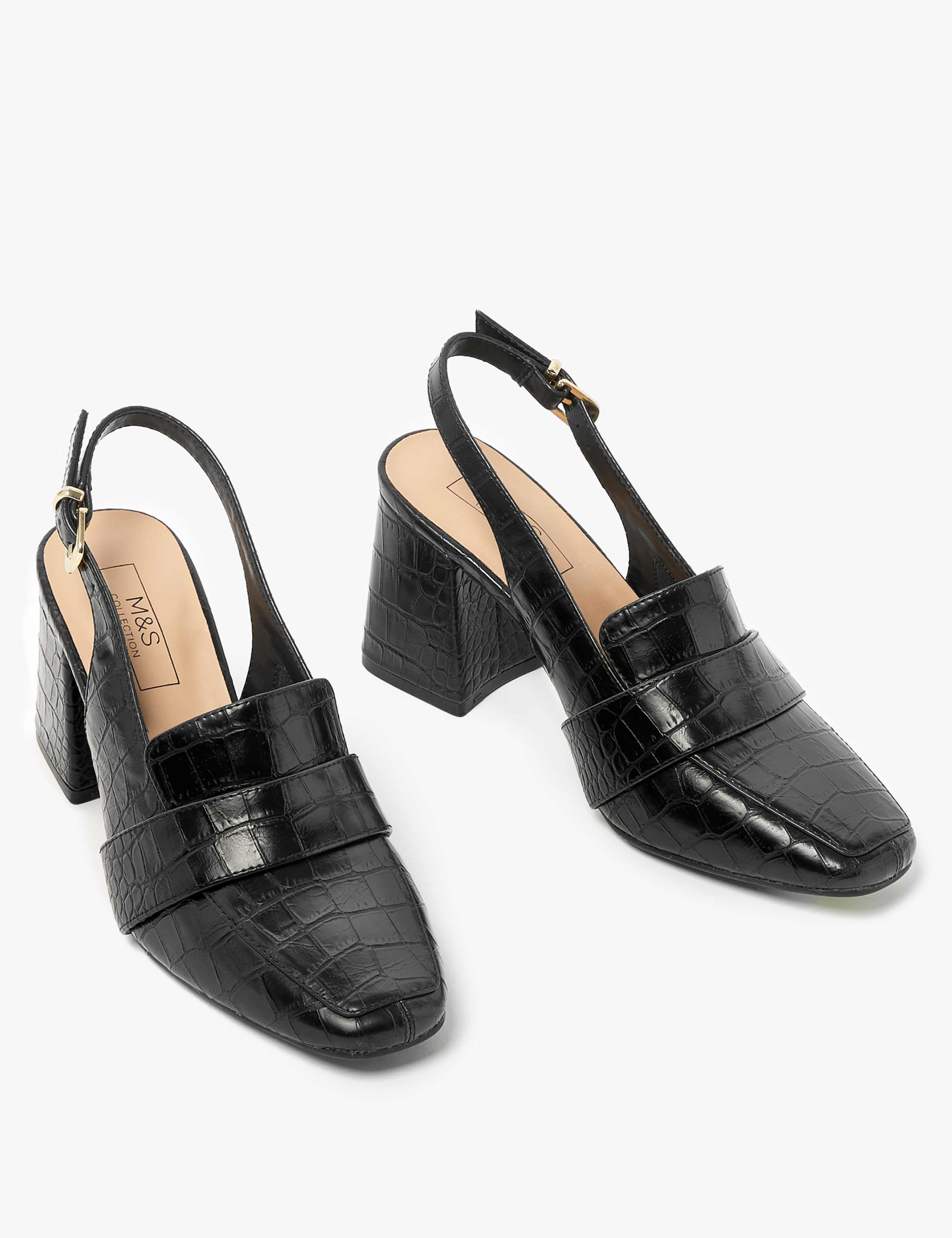 Block Heel Square Toe Slingback Shoes 3 of 5