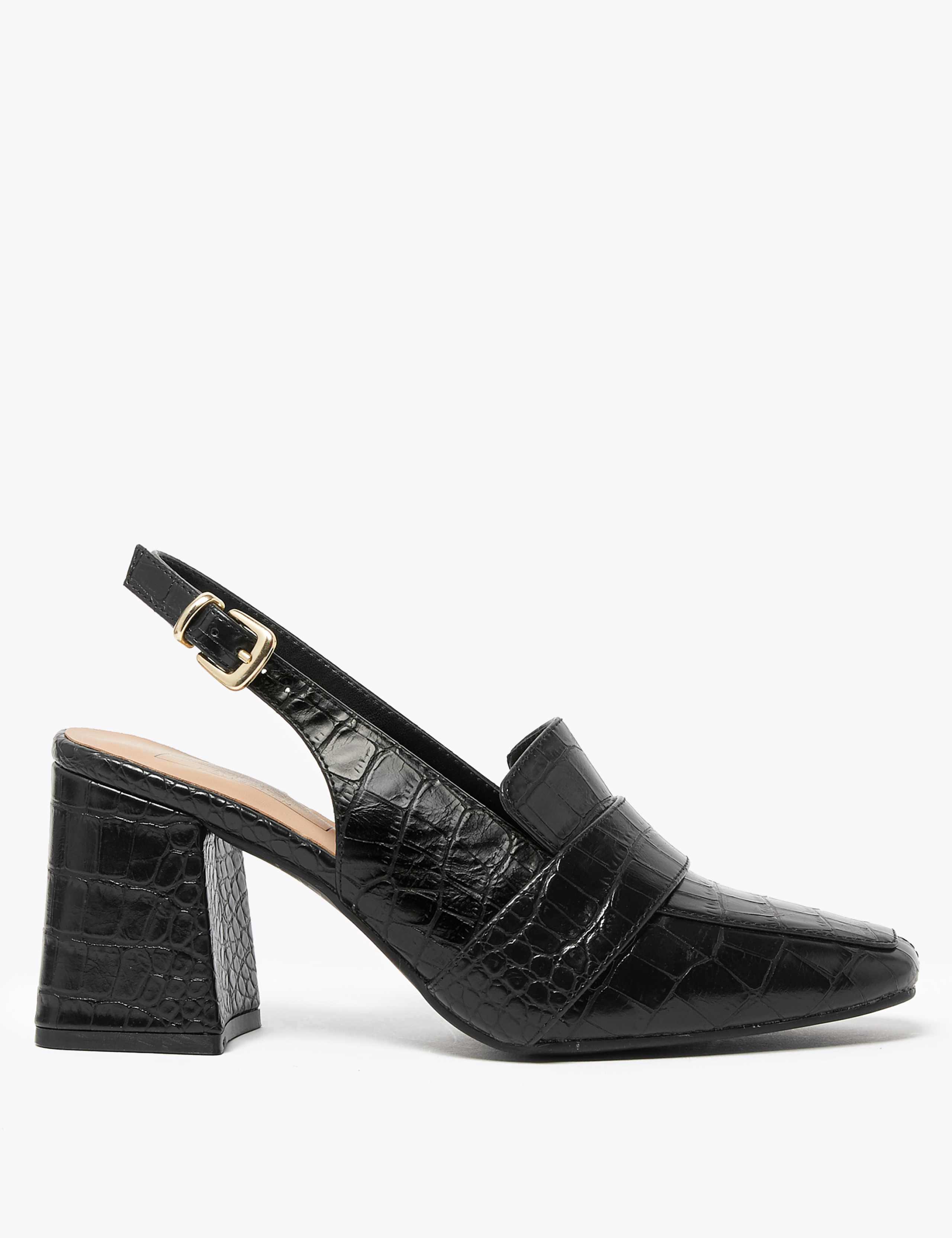 Block Heel Square Toe Slingback Shoes 2 of 5