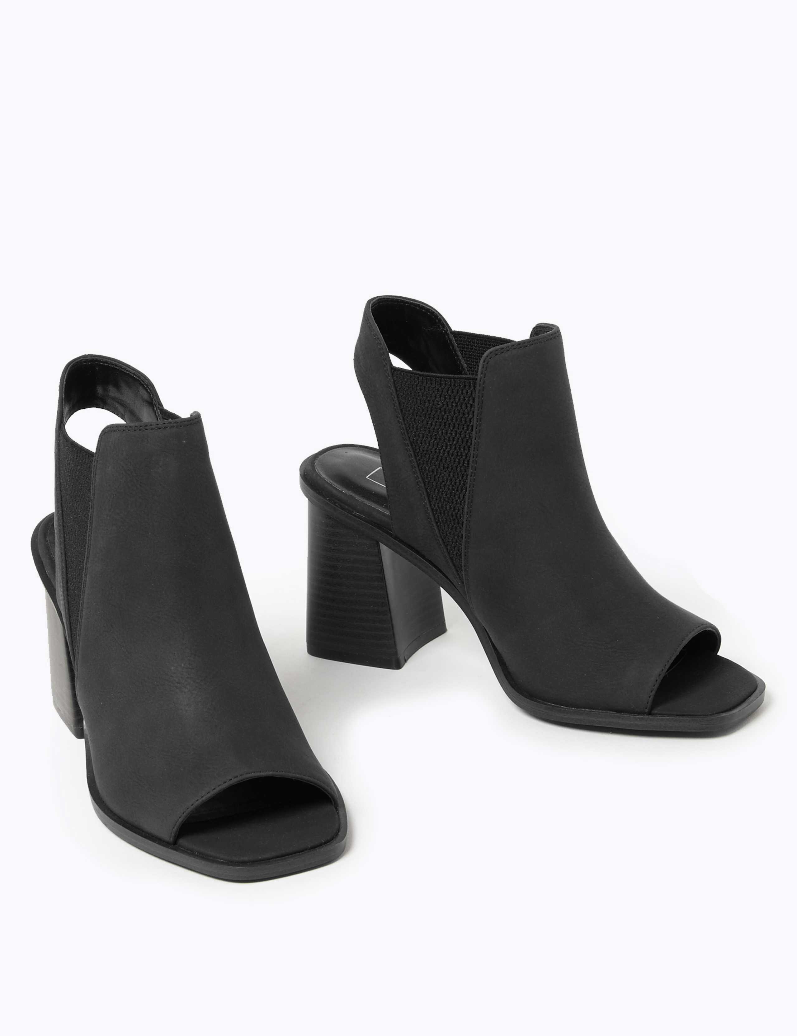 Block Heel Open Toe Shoe Boots 3 of 5
