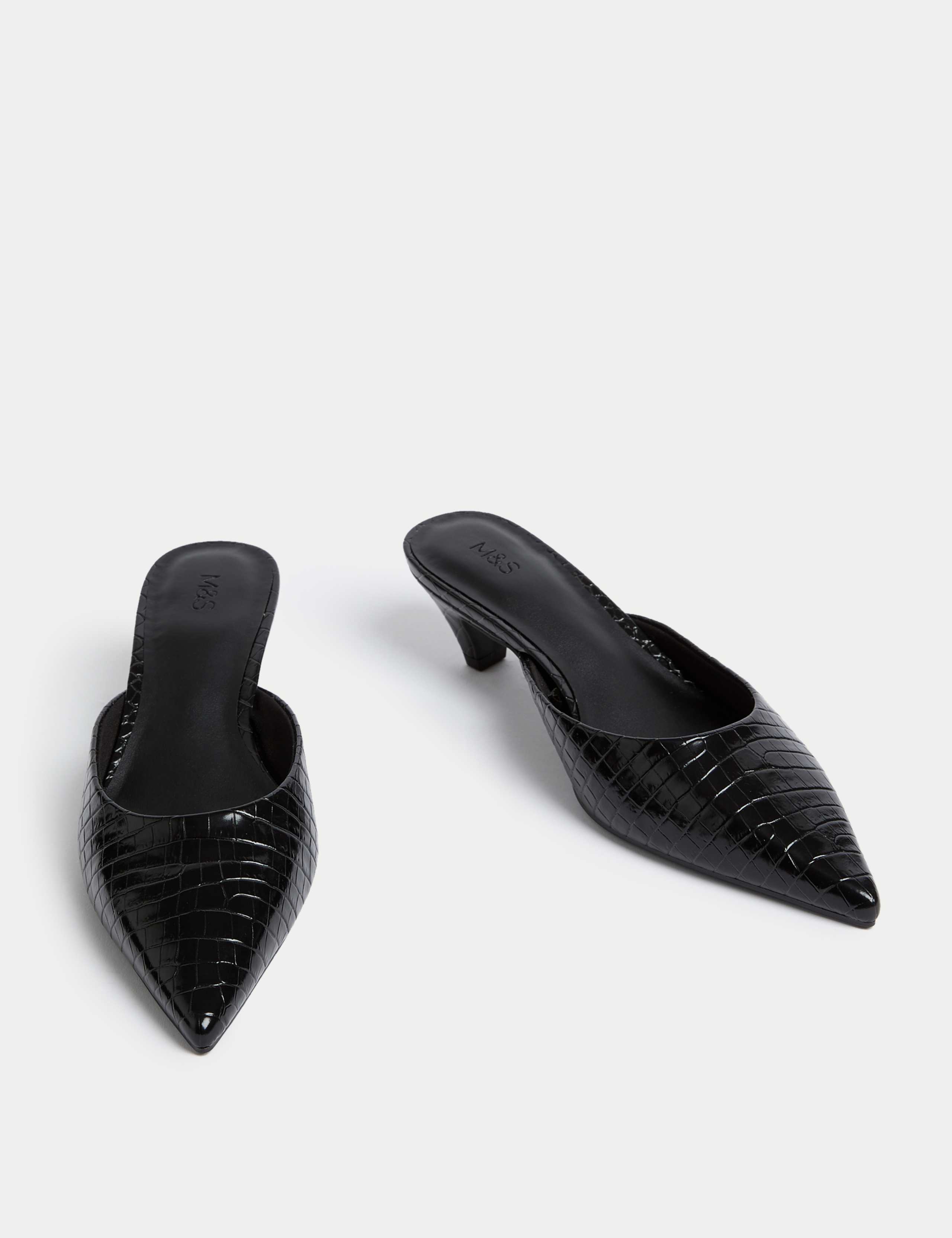 Croc Kitten Heel Mules 2 of 3