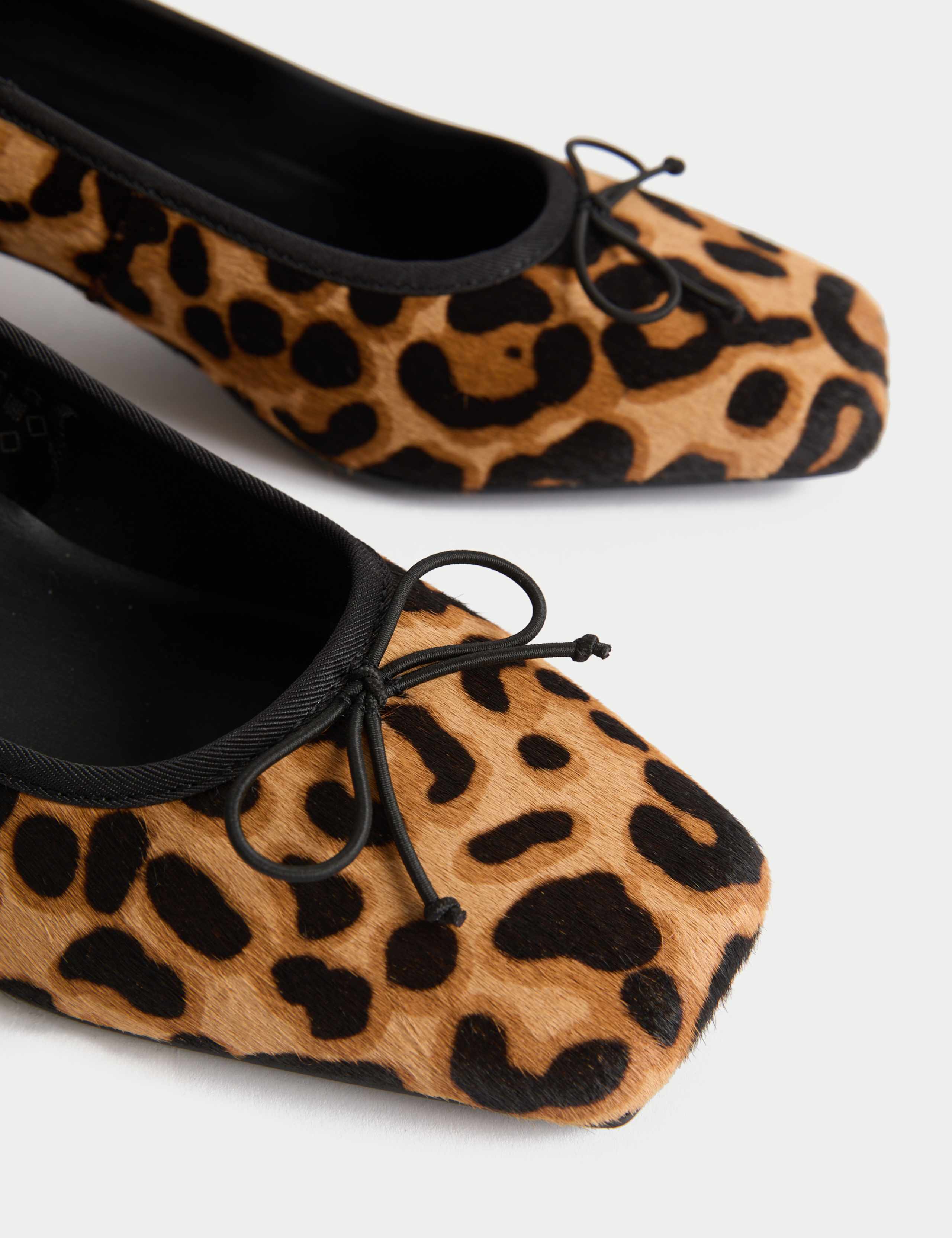 Leather Leopard Print Block Heel Court Shoes 3 of 3