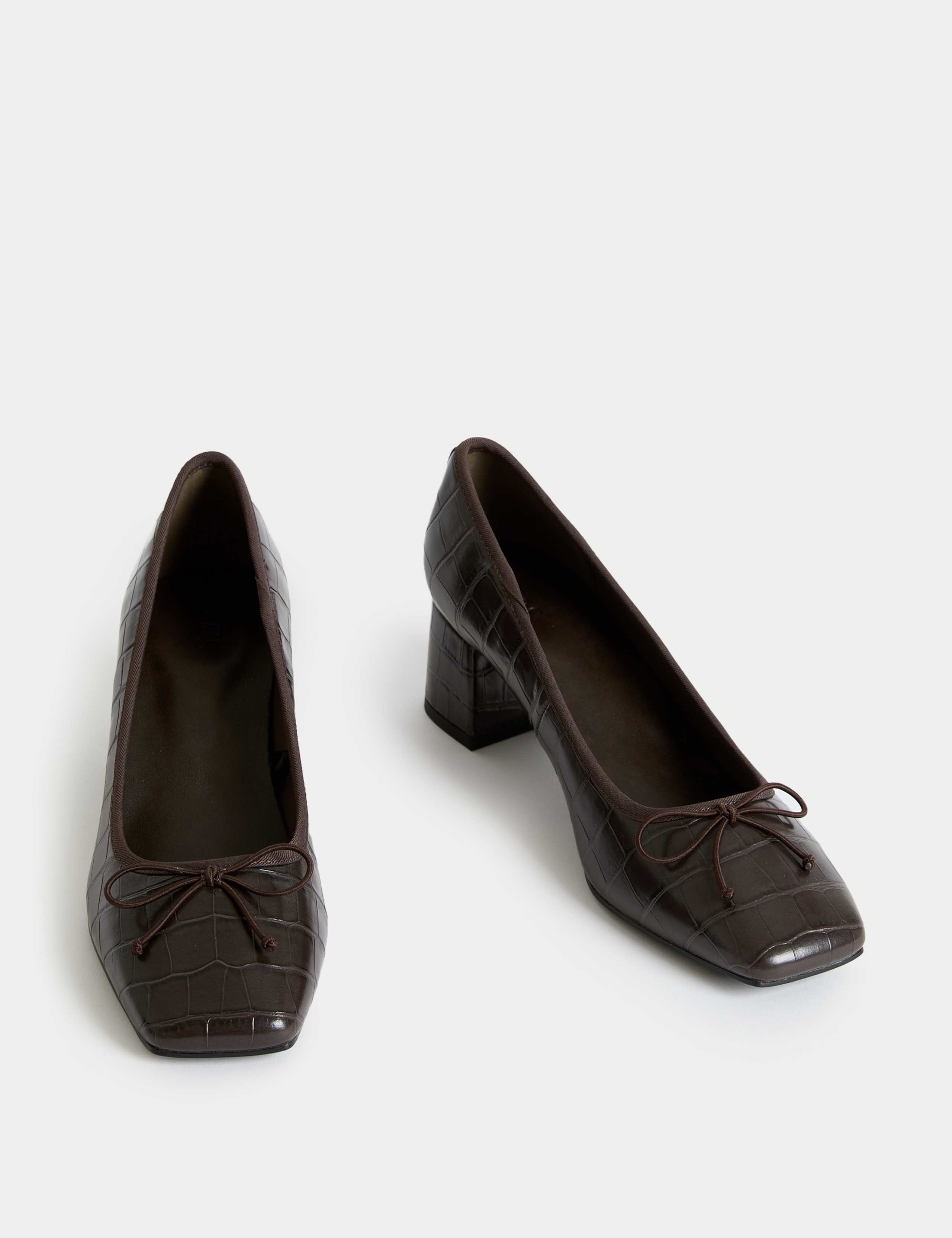 Croc Block Heel Court Shoes 2 of 3