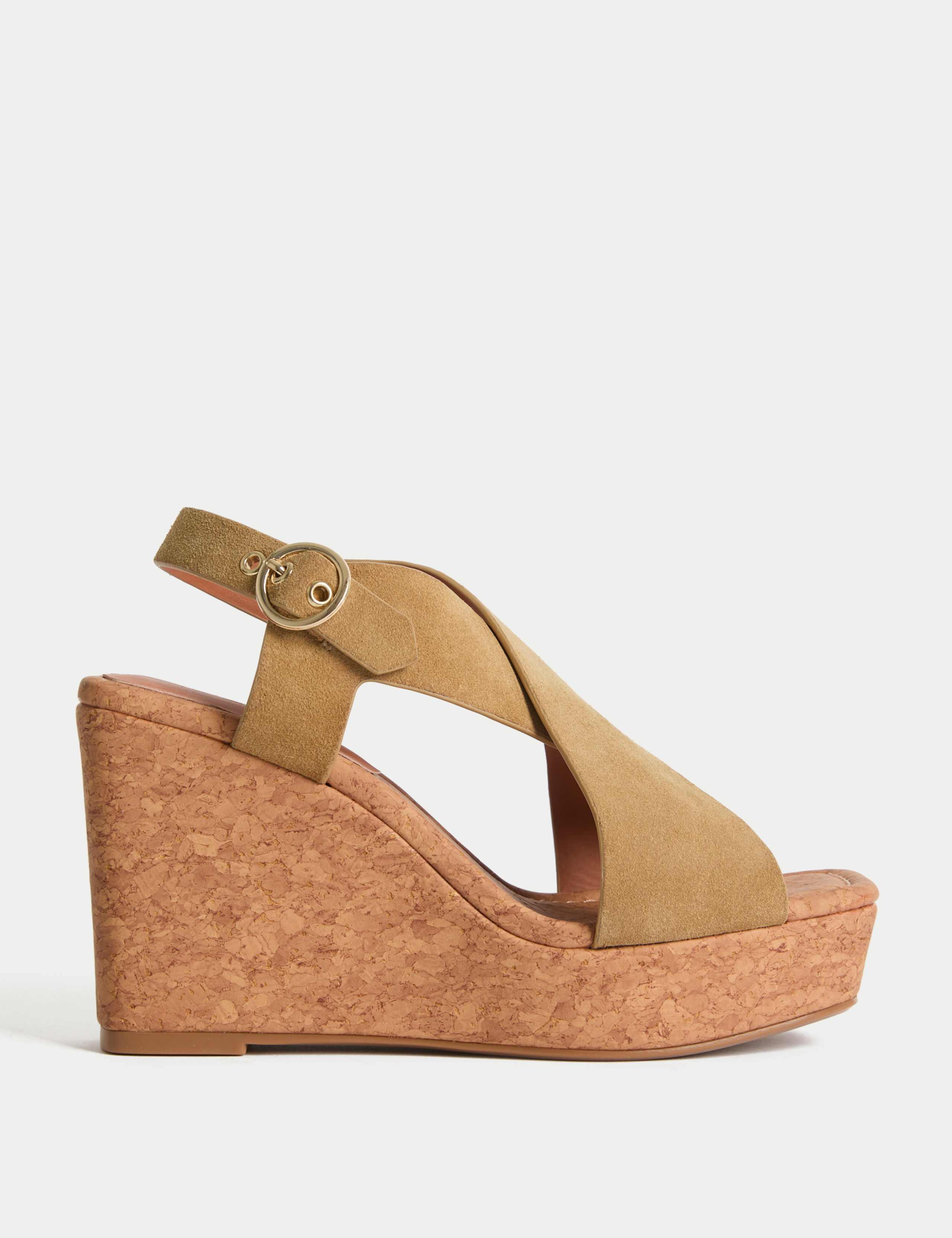 Suede Crossover Wedge Sandals 1 of 3
