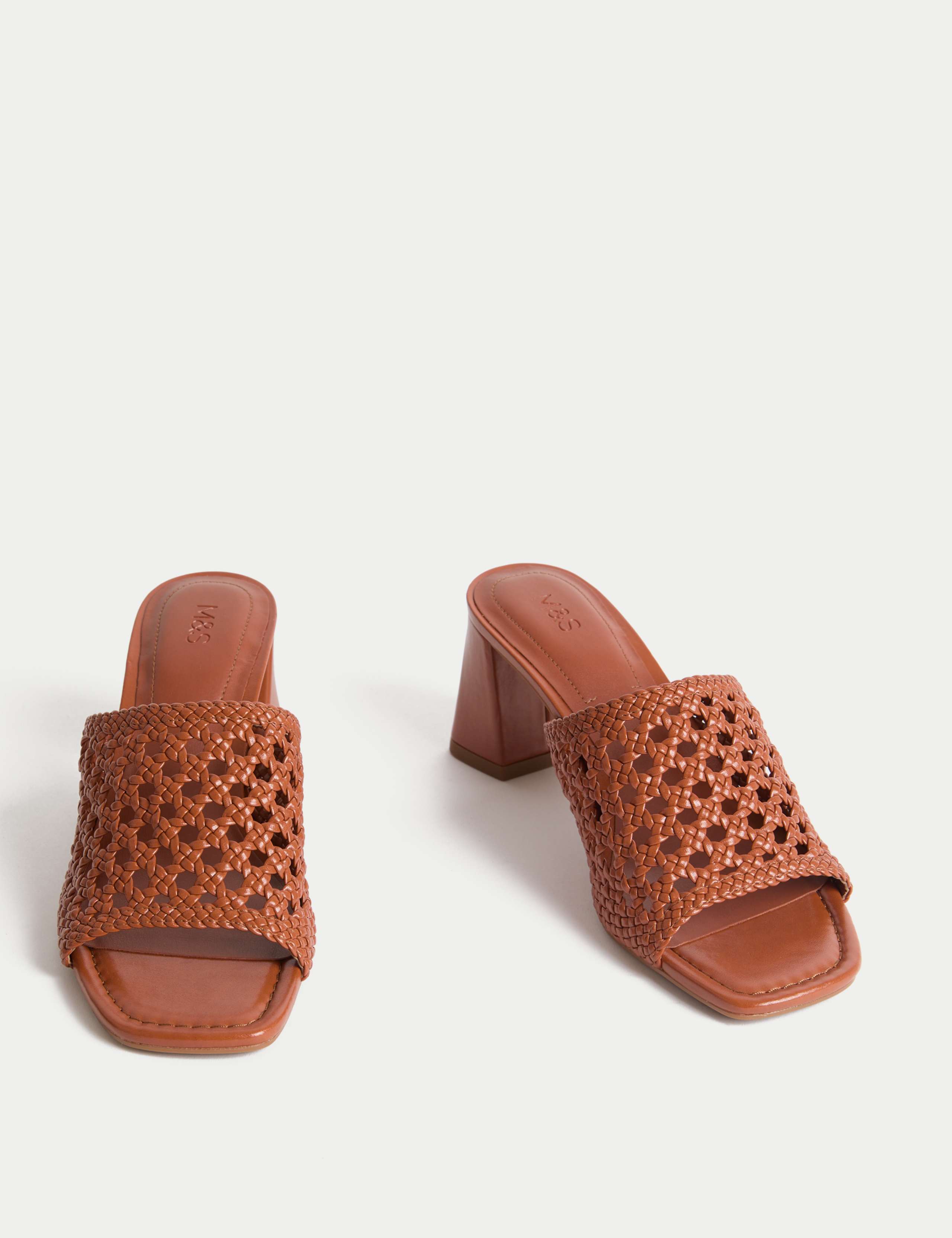 Woven Block Heel Open Toe Mules 2 of 3