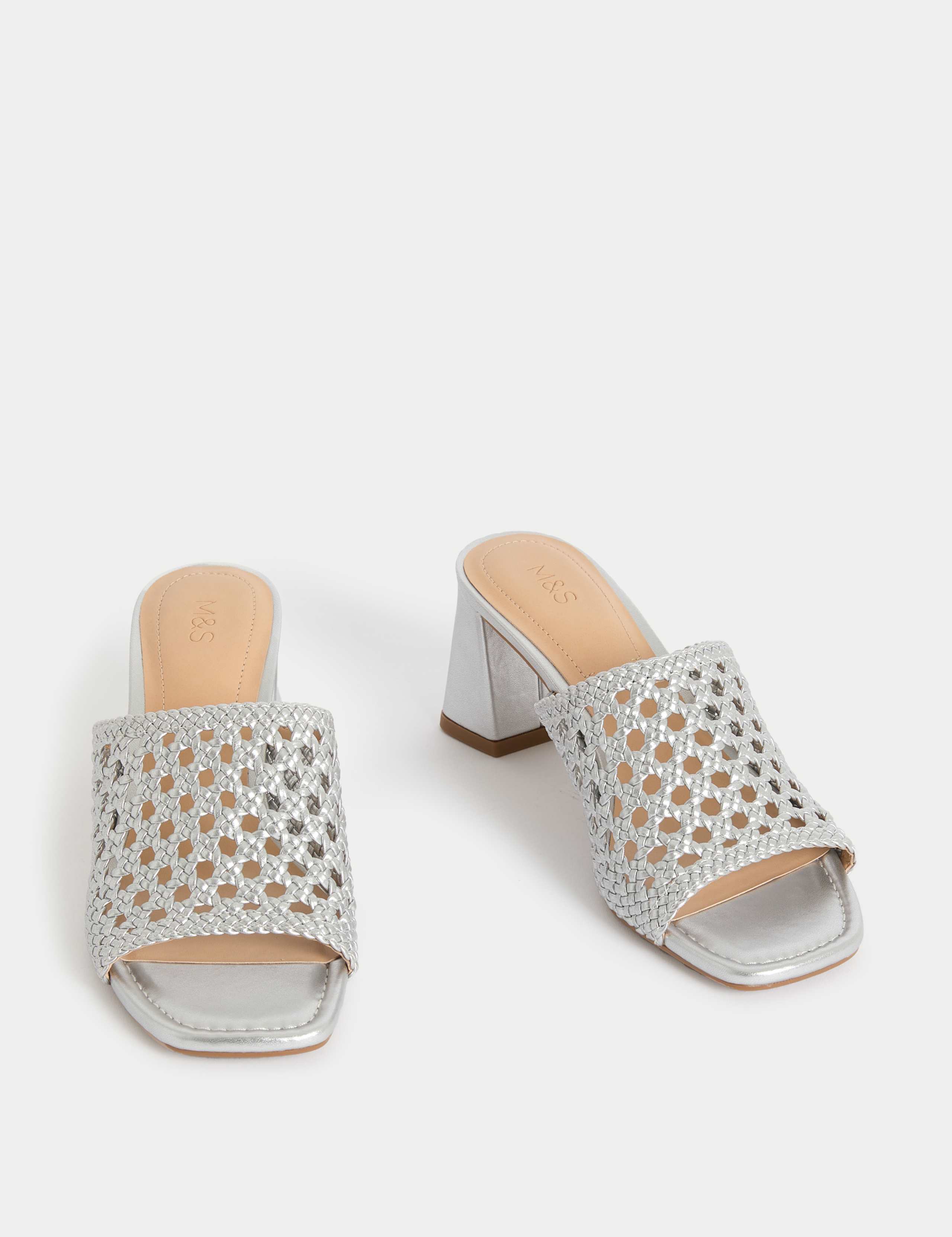 Woven Block Heel Open Toe Mules 2 of 3