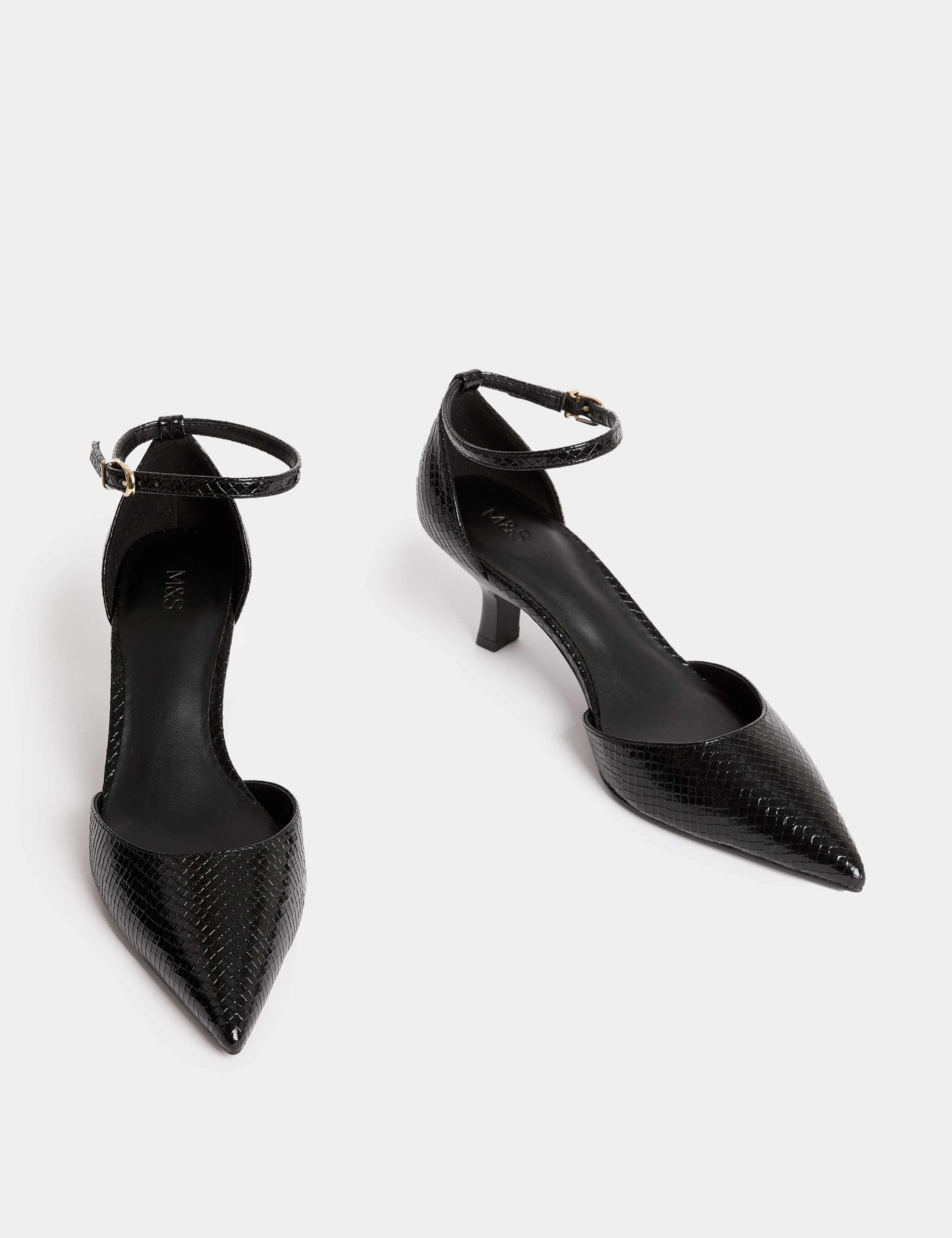 Ankle Strap Kitten Heel Pointed Court Shoes 2 of 3