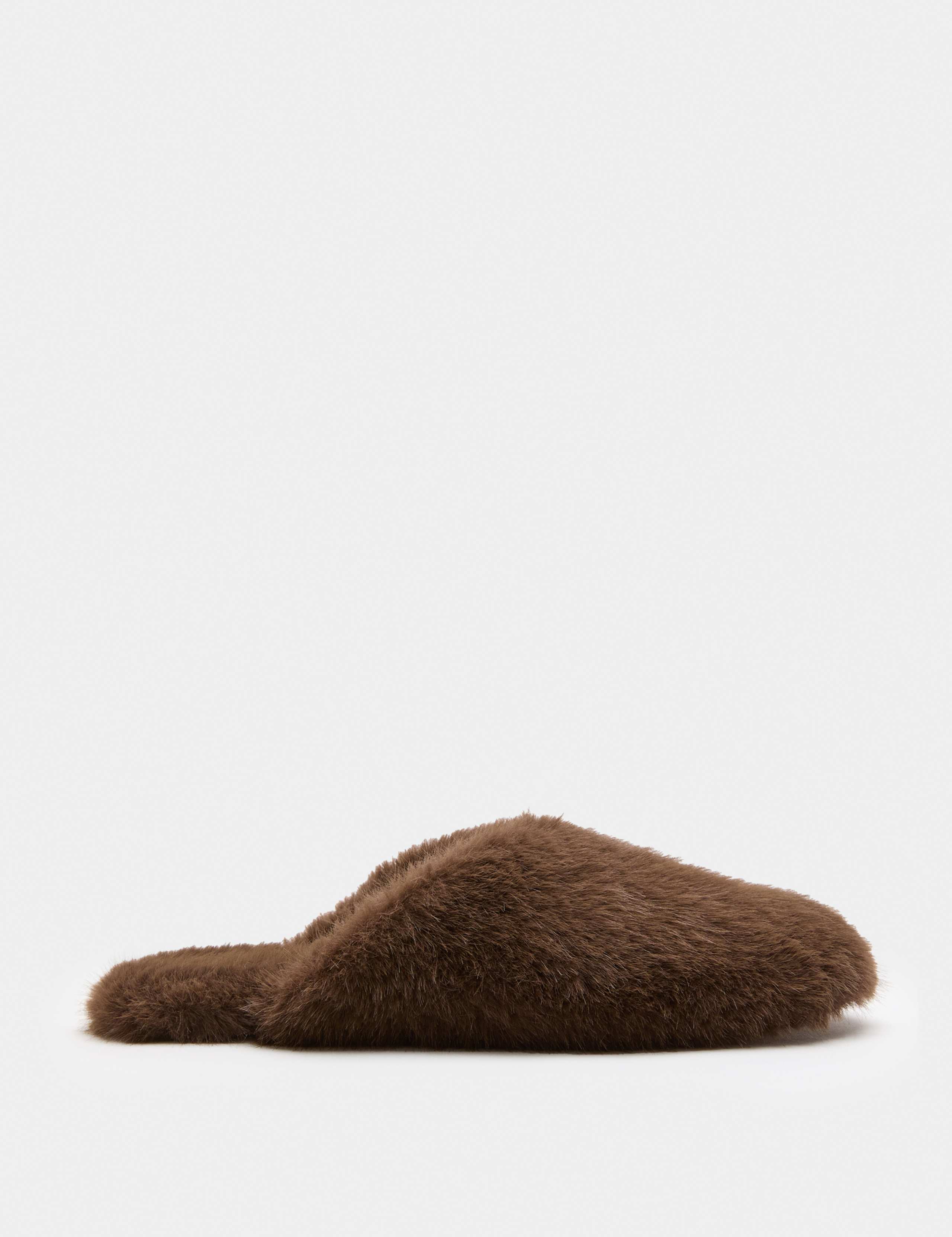 Faux Fur Round Toe Mule Slippers 2 of 3