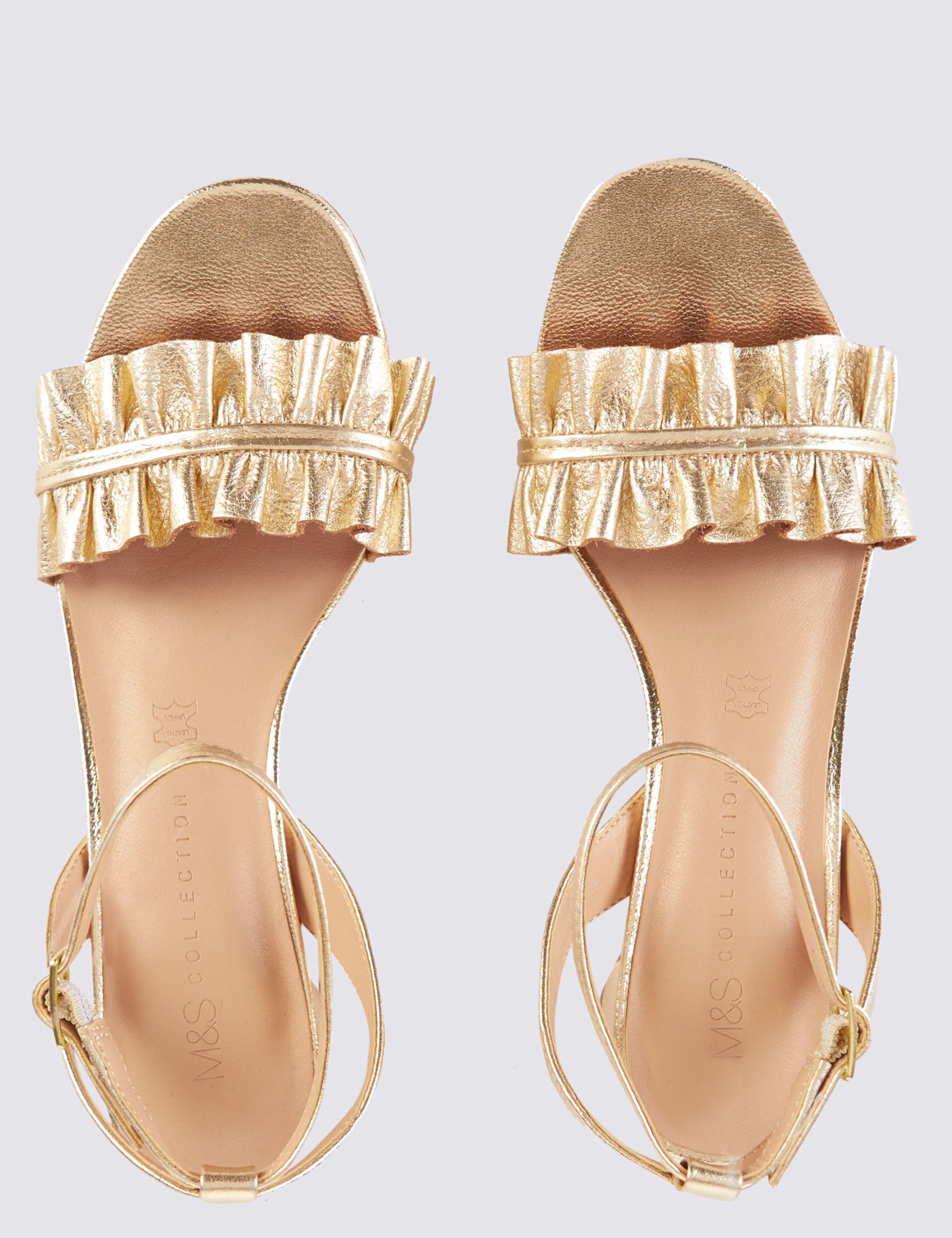 Leather Block Heel Ruffle Sandals 4 of 6