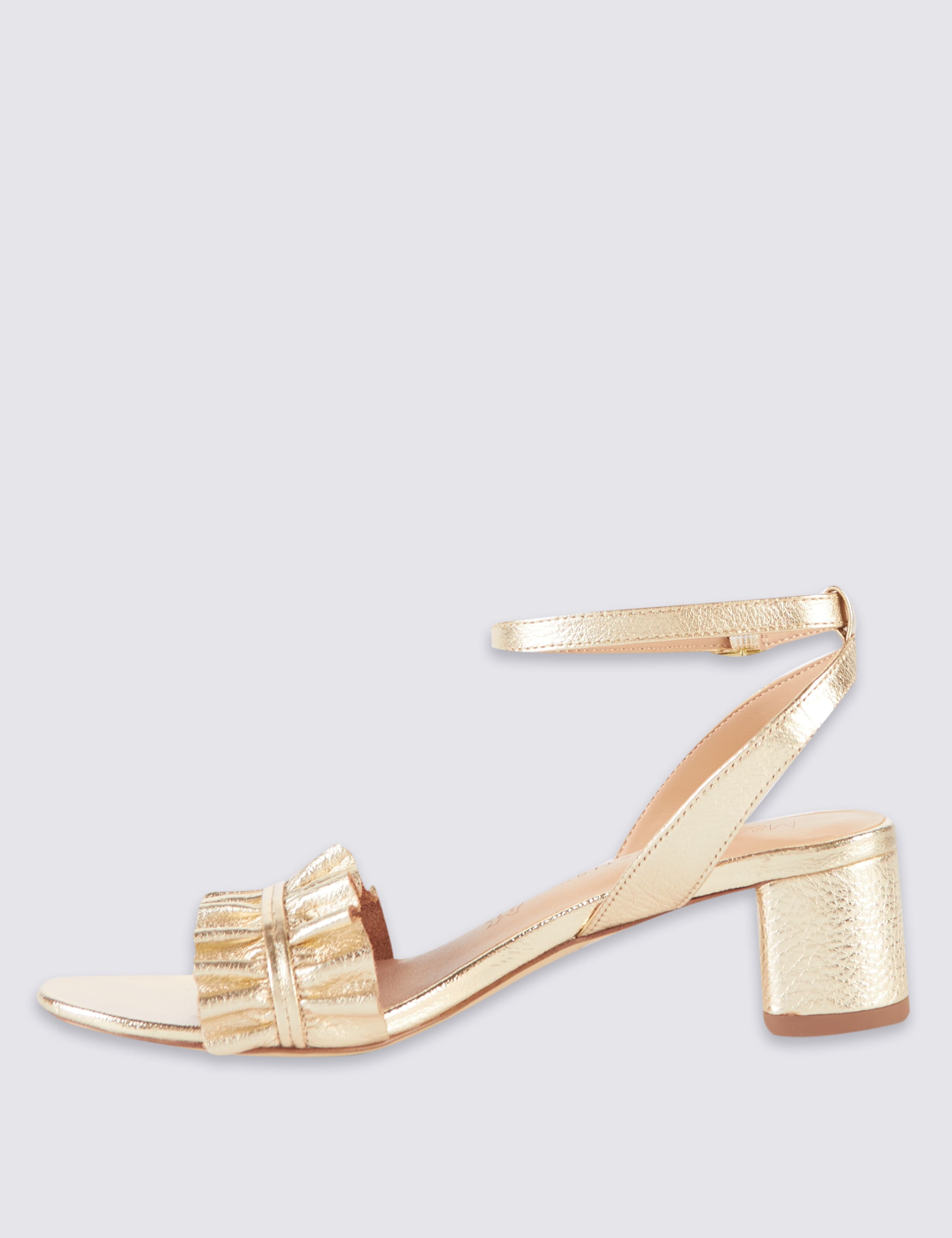 Leather Block Heel Ruffle Sandals 5 of 6