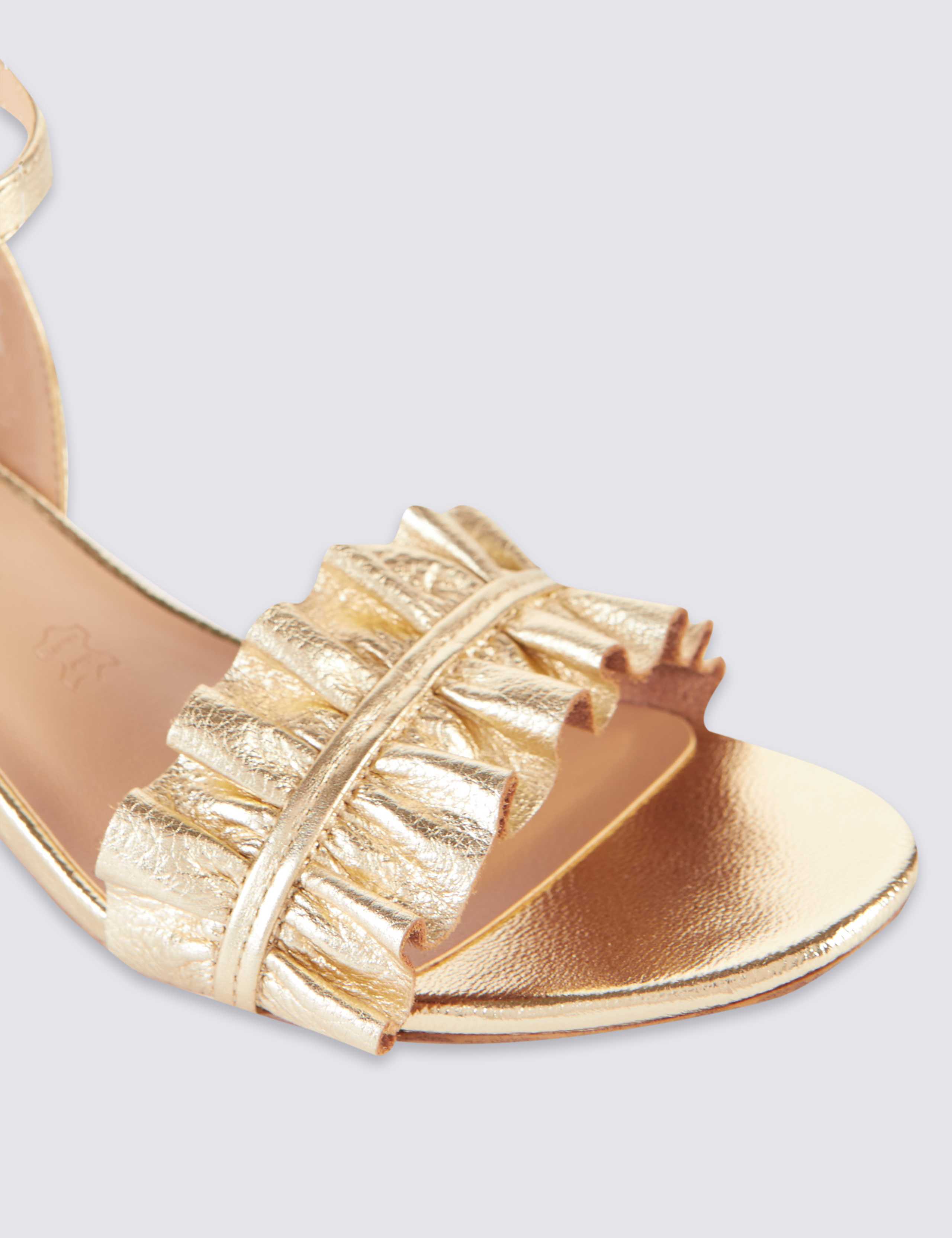 Leather Block Heel Ruffle Sandals 6 of 6