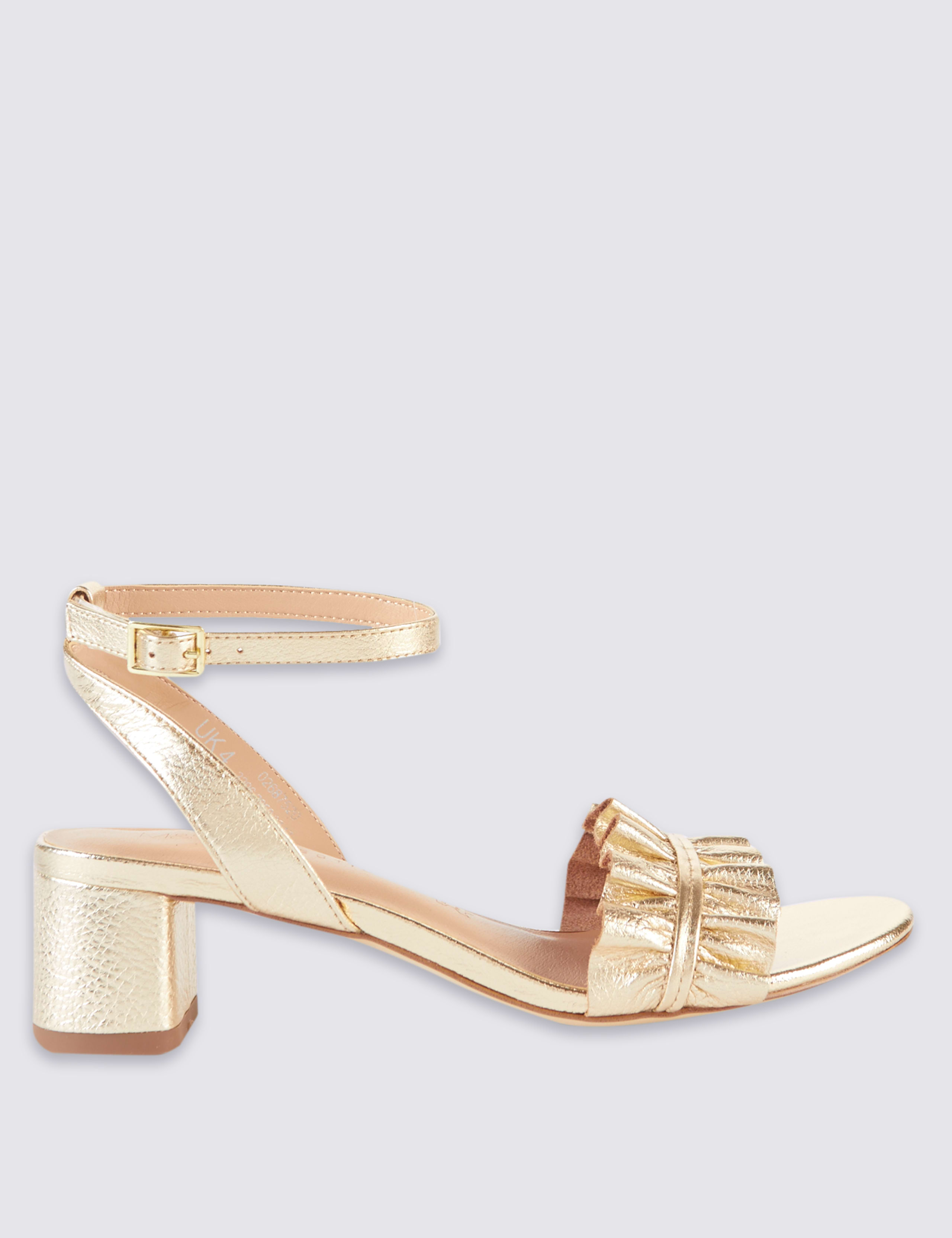 Leather Block Heel Ruffle Sandals 2 of 6