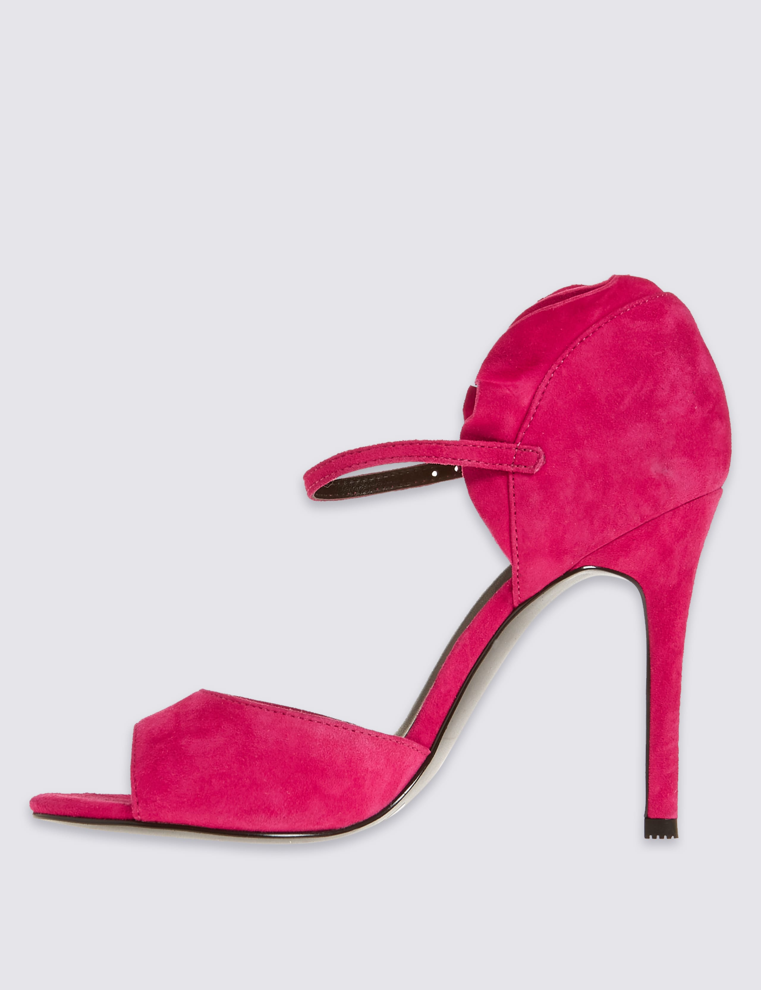 Suede Stiletto Ruffle Sandals 5 of 6