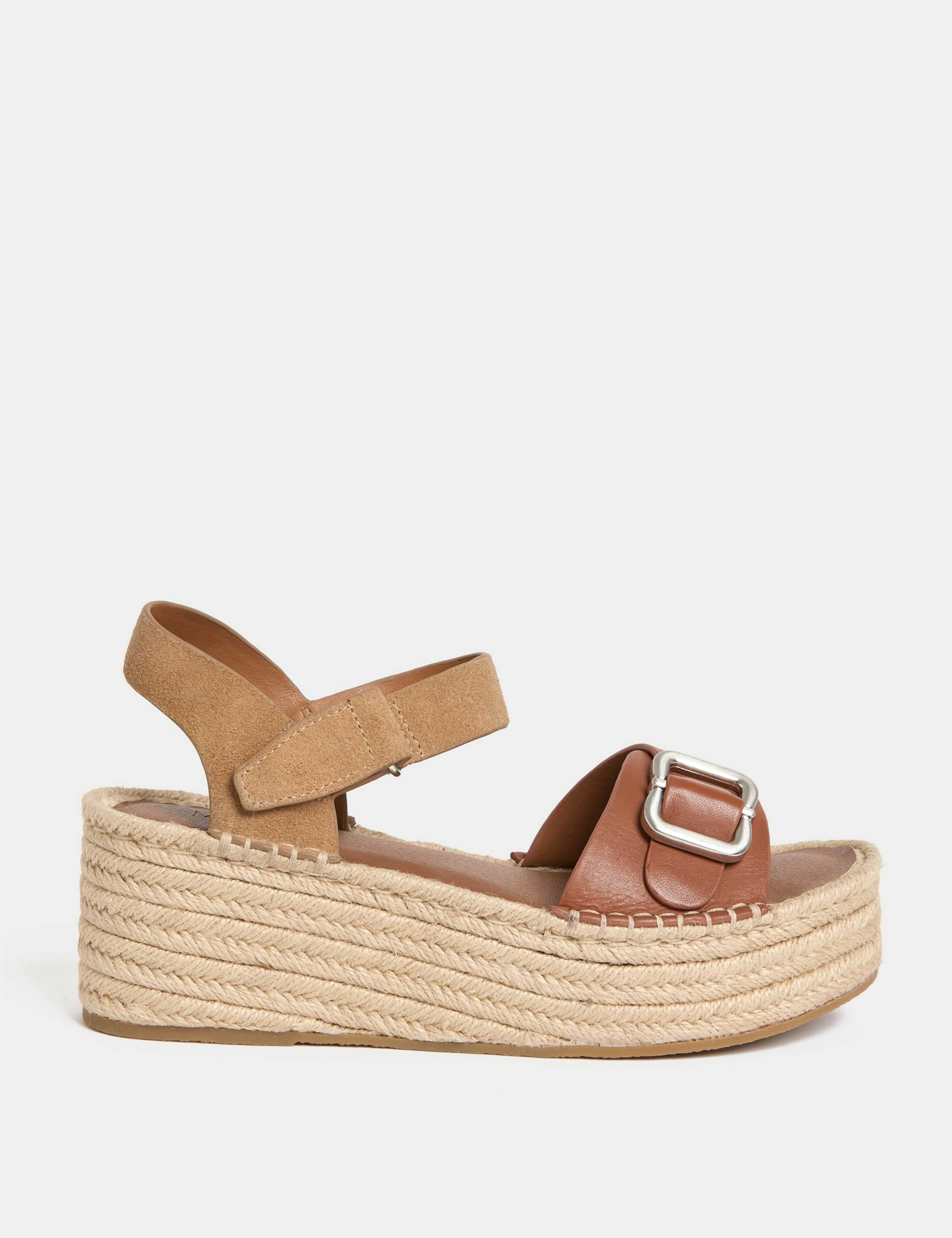 Leather Buckle Flatform Espadrilles 1 of 3