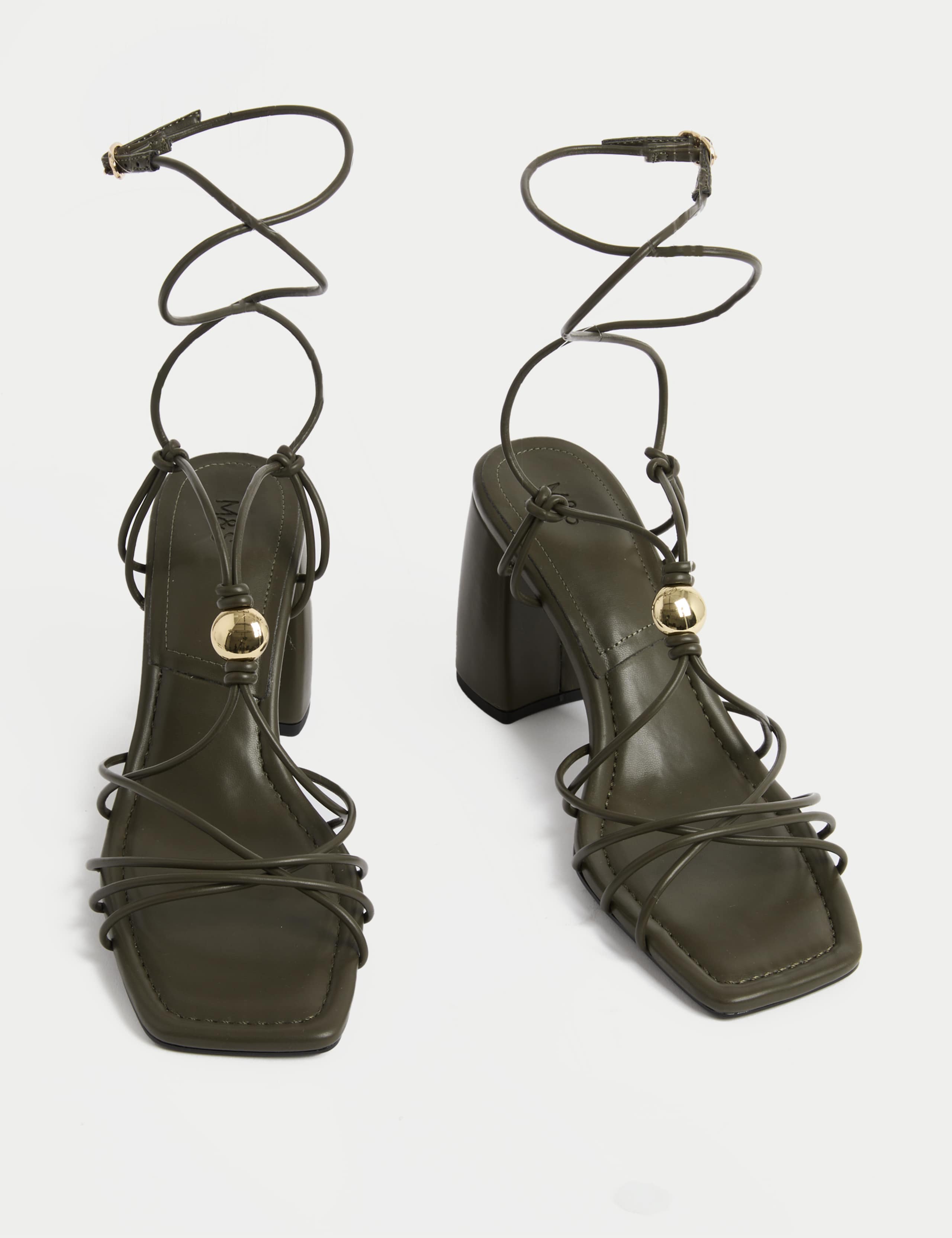 Beaded Trim Buckle Strappy Block Heel Sandals 2 of 3