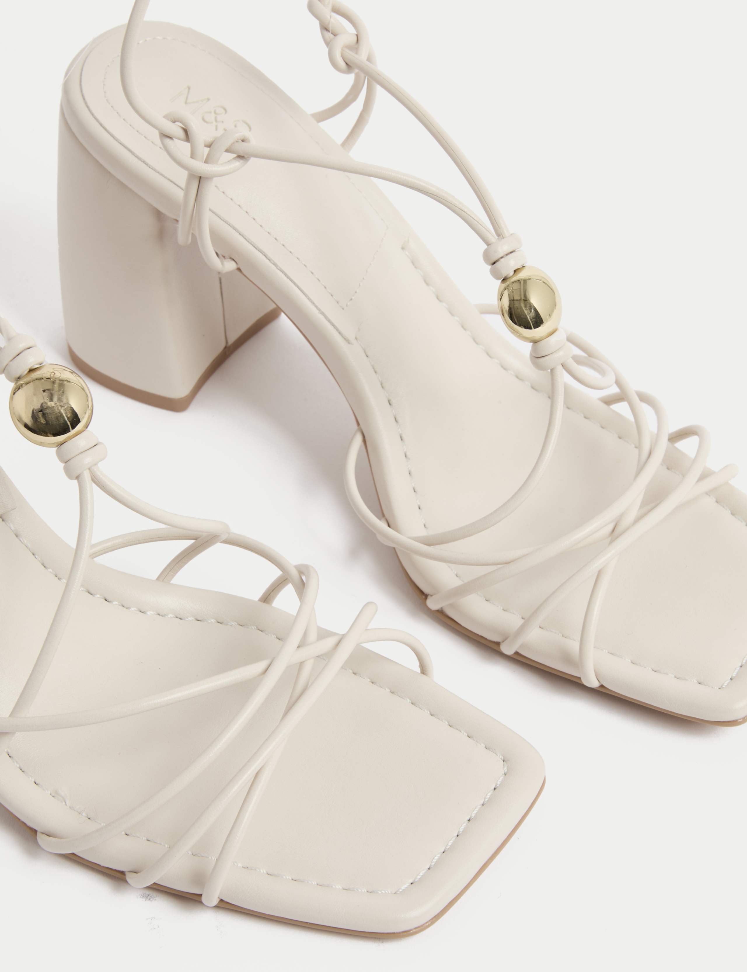 Beaded Trim Buckle Strappy Block Heel Sandals 3 of 3