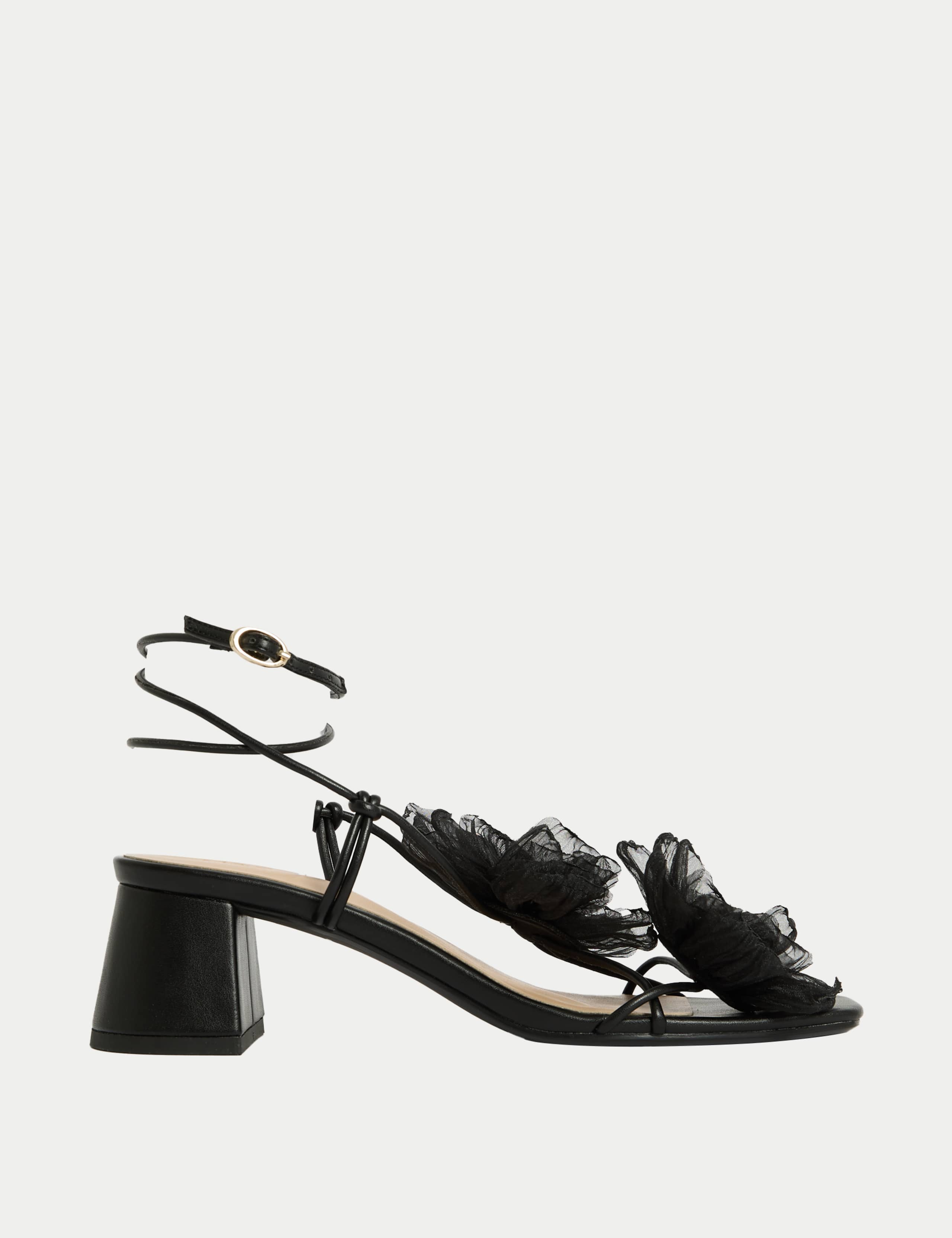 Organza Flower Corsage Block Heel Sandals 2 of 3