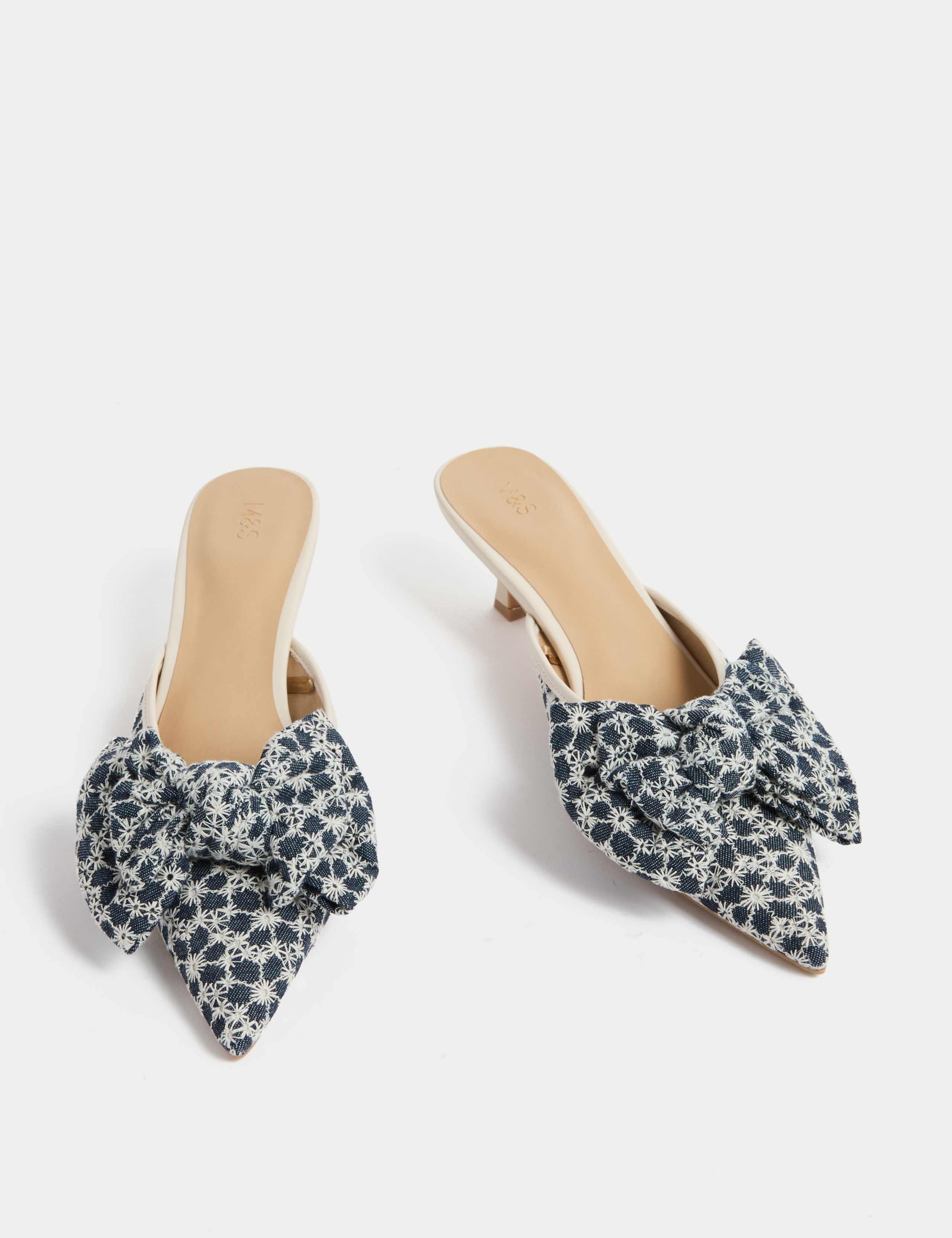 Denim Kitten Heel Pointed Mules 2 of 3