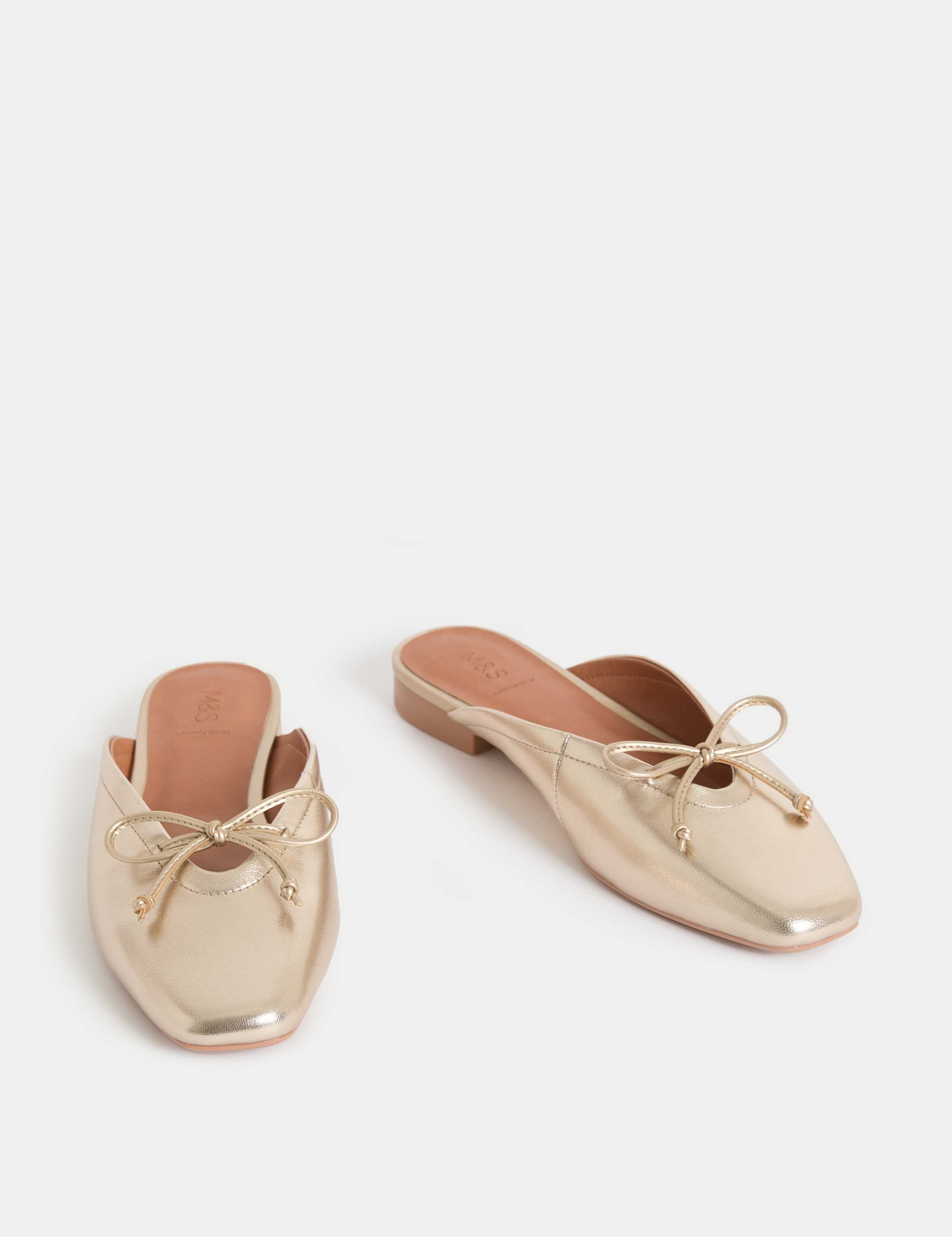 Leather Bow Flat Mules 2 of 3