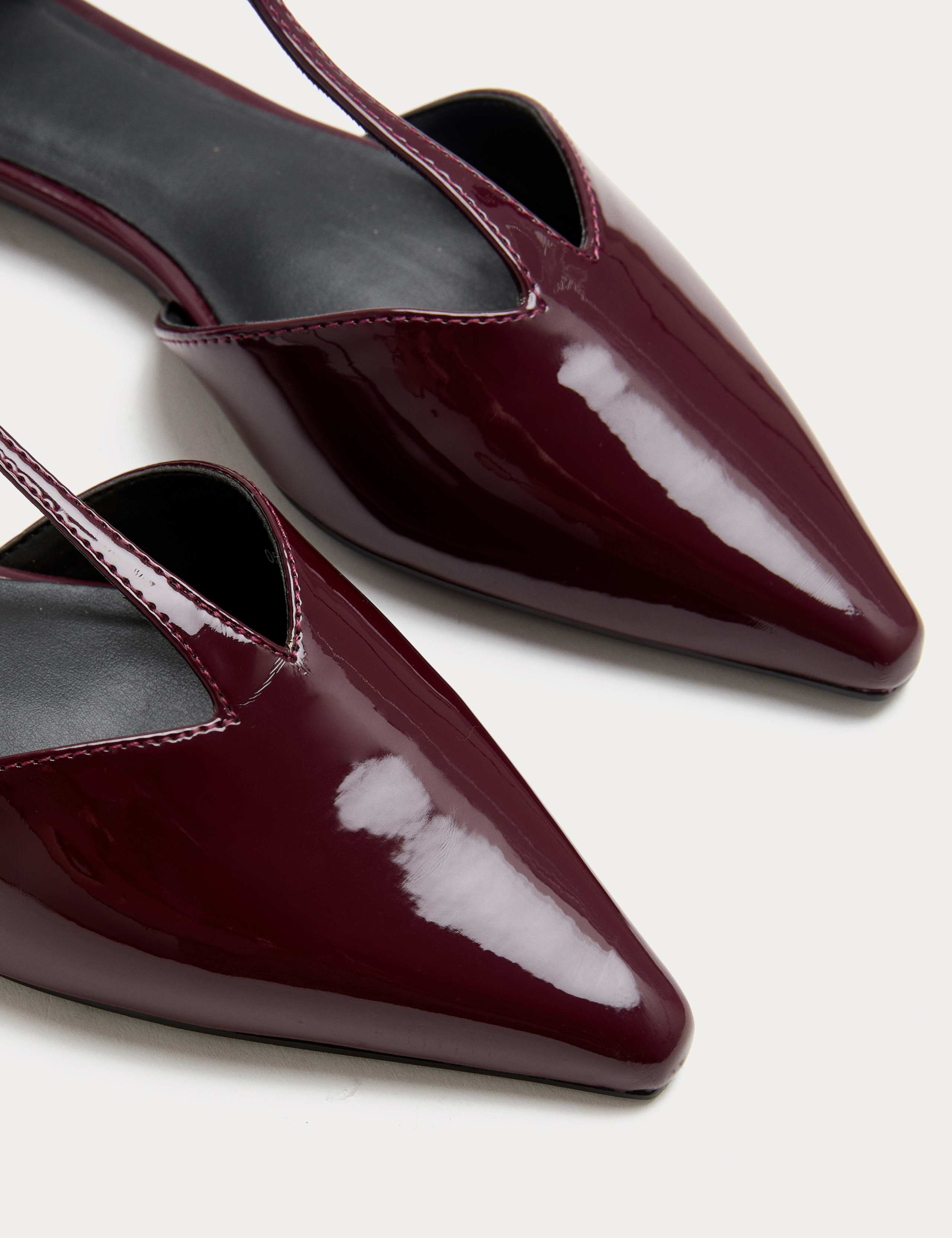 Patent T Bar Flat Pointed Ballet Pumps 3 of 3