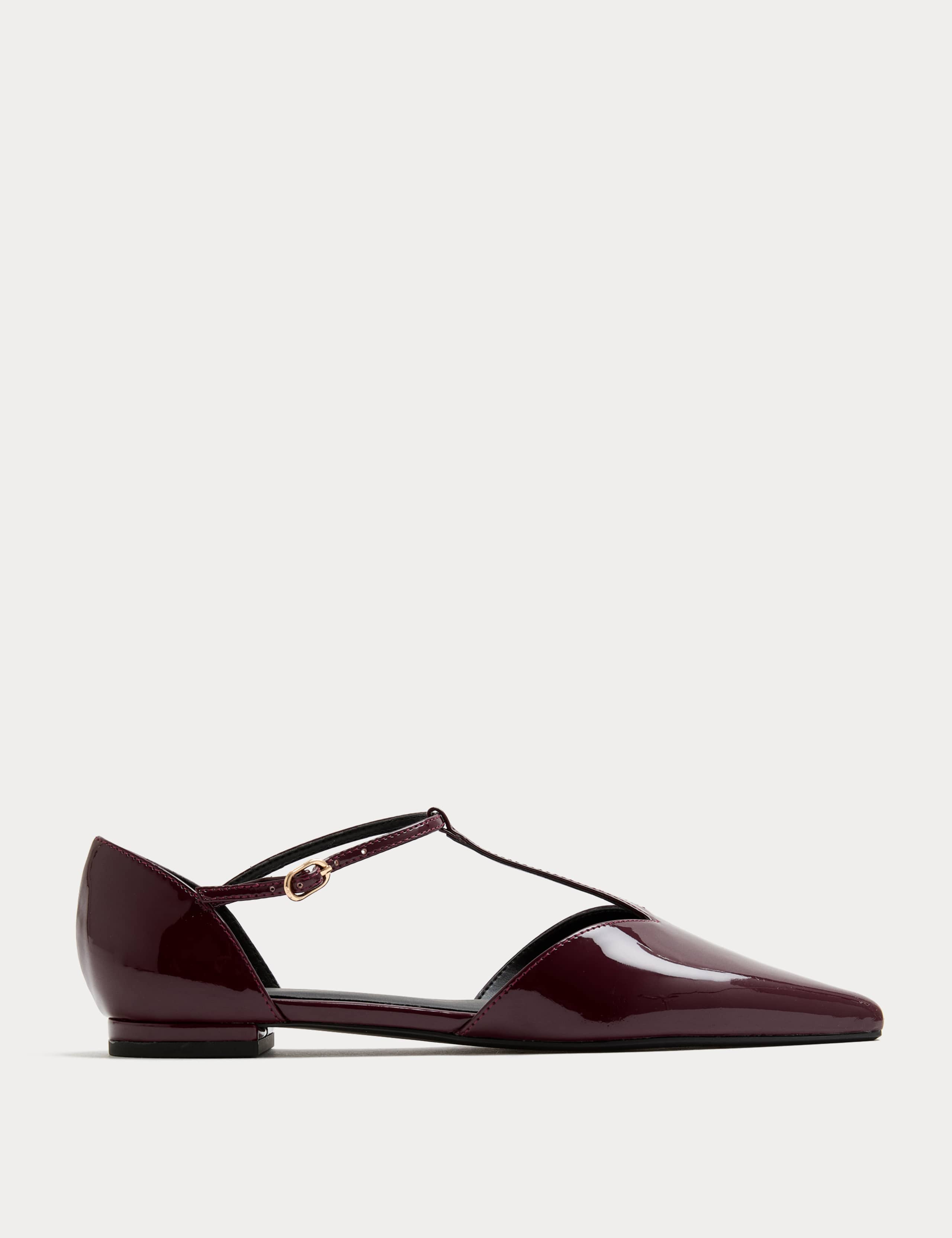 Patent T Bar Flat Pointed Ballet Pumps 2 of 3