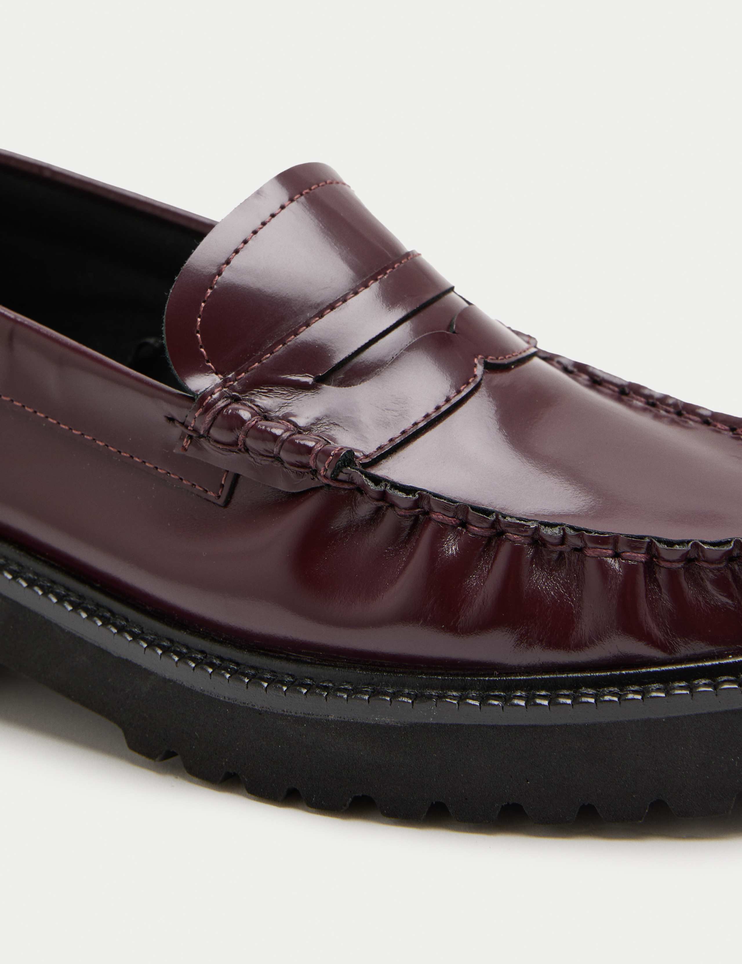 Leather Chunky Block Heel Loafers 3 of 3