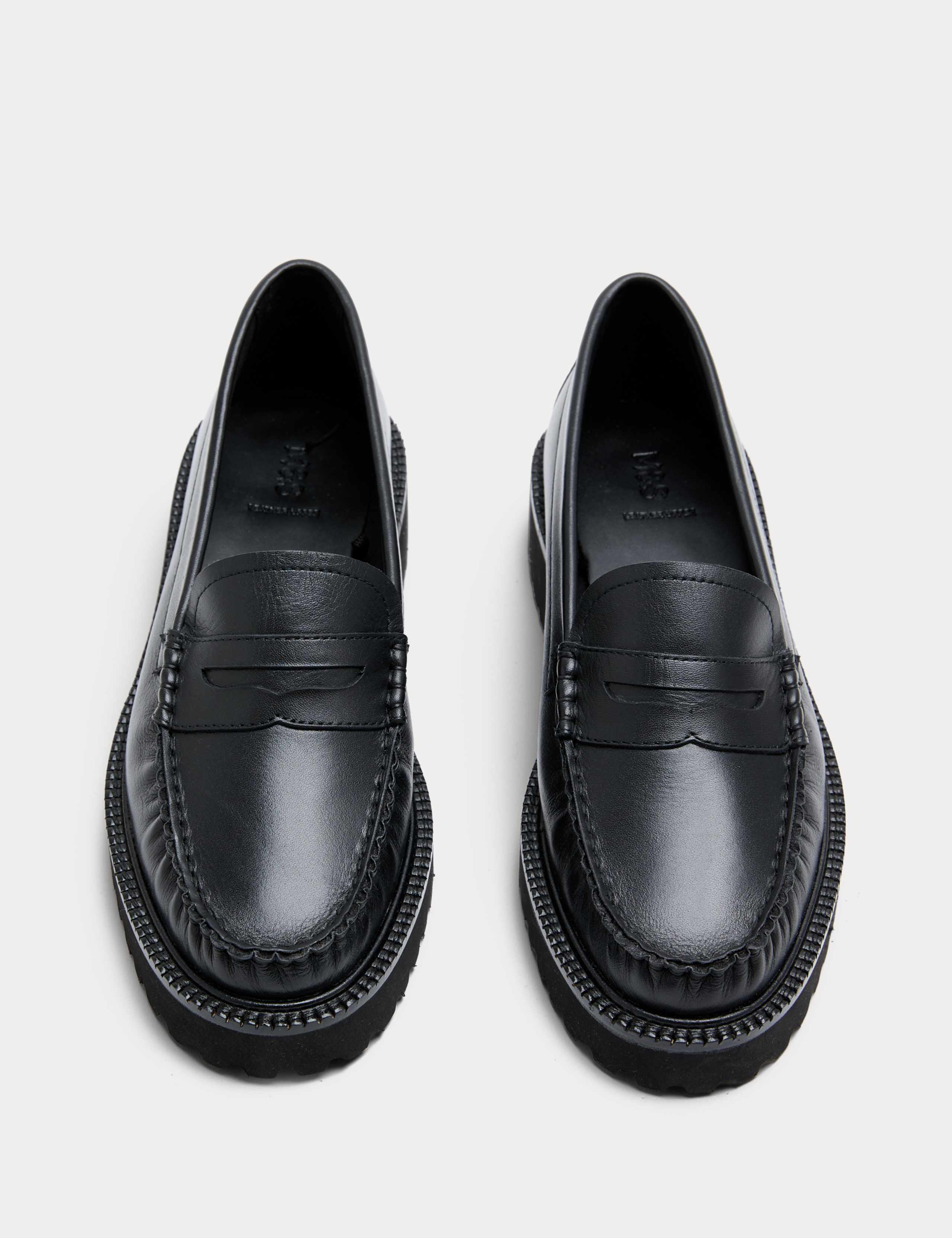 Leather Chunky Block Heel Loafers 2 of 3