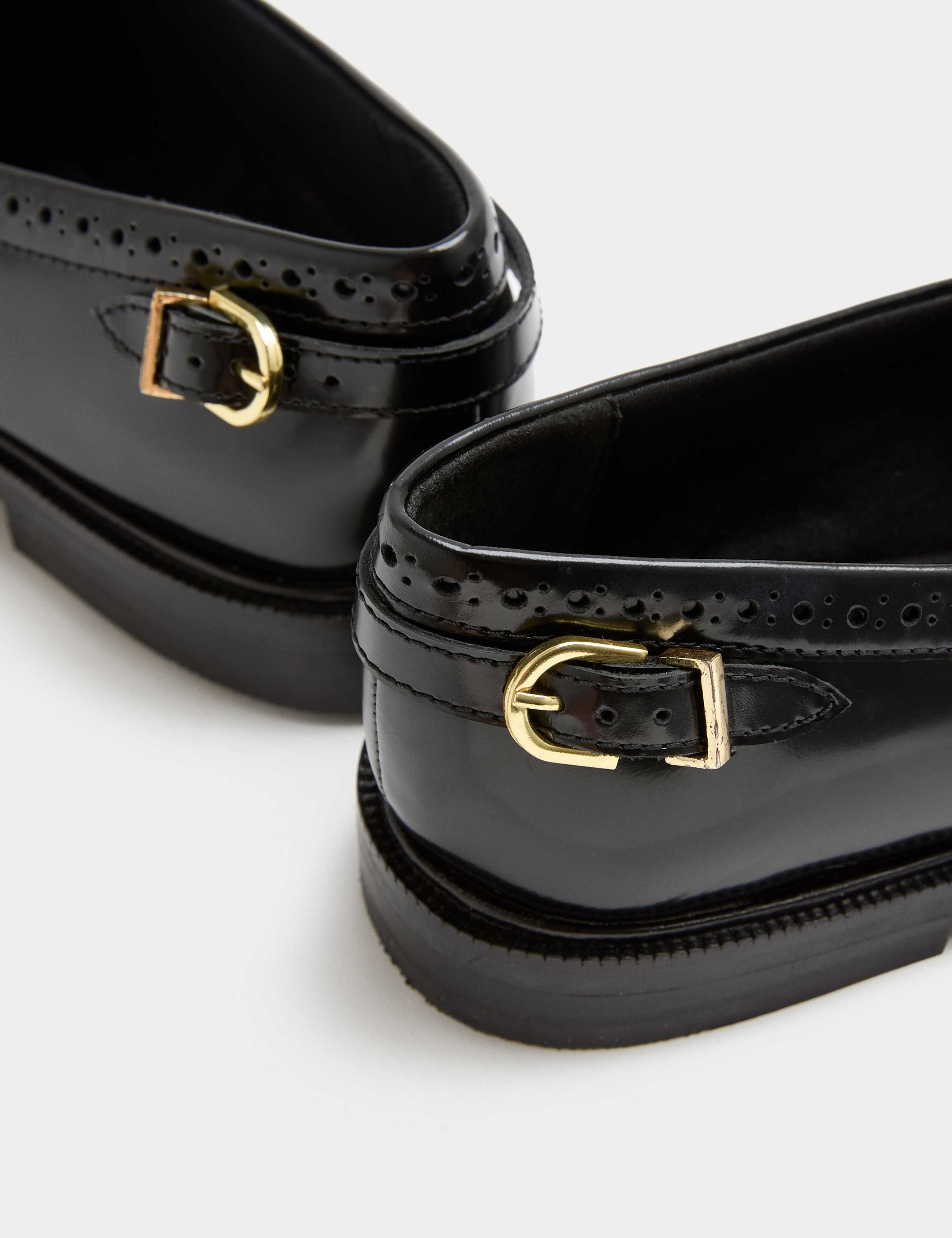 Leather Brogue Detail Buckle Flat Loafers 2 of 2
