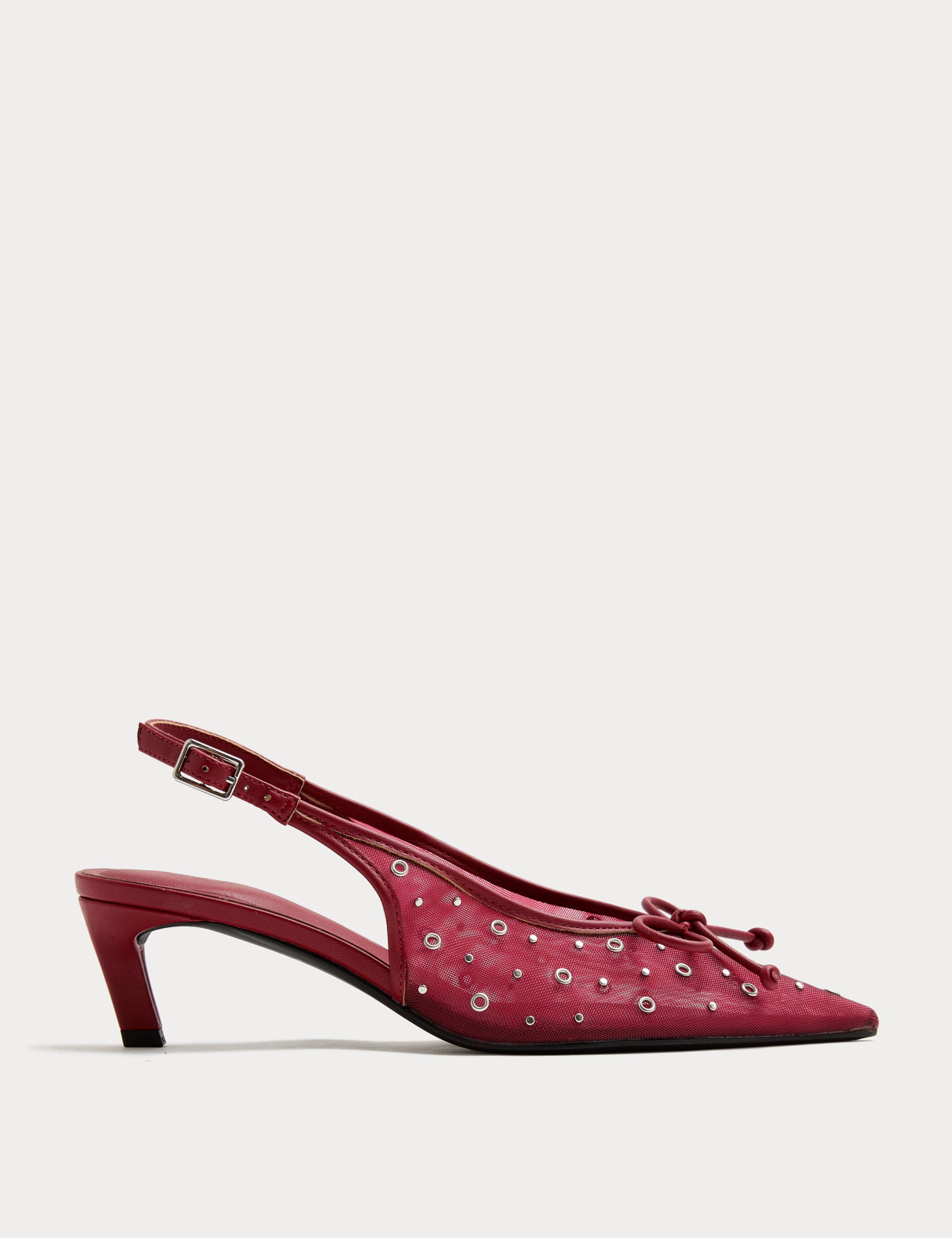 Studded Eyelet Kitten Heel Pointed Slingback Shoes 2 of 3