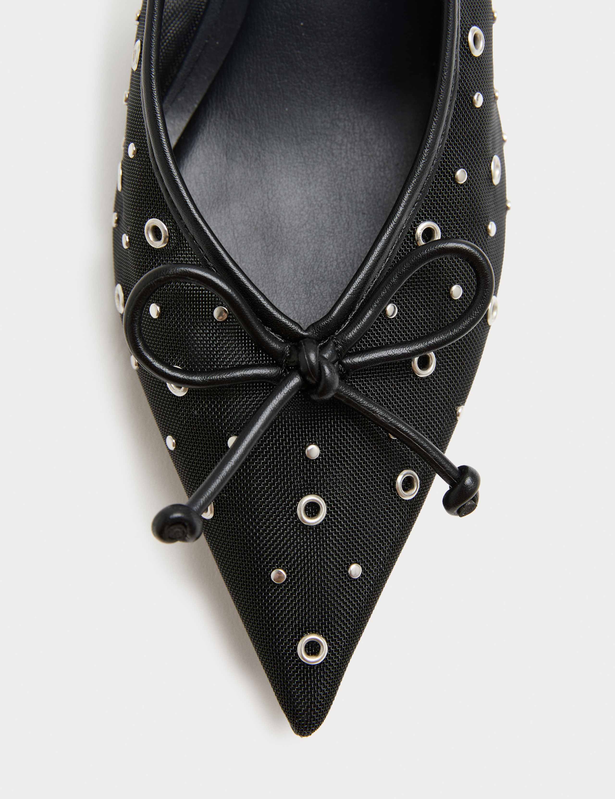 Studded Eyelet Kitten Heel Pointed Slingback Shoes 3 of 3