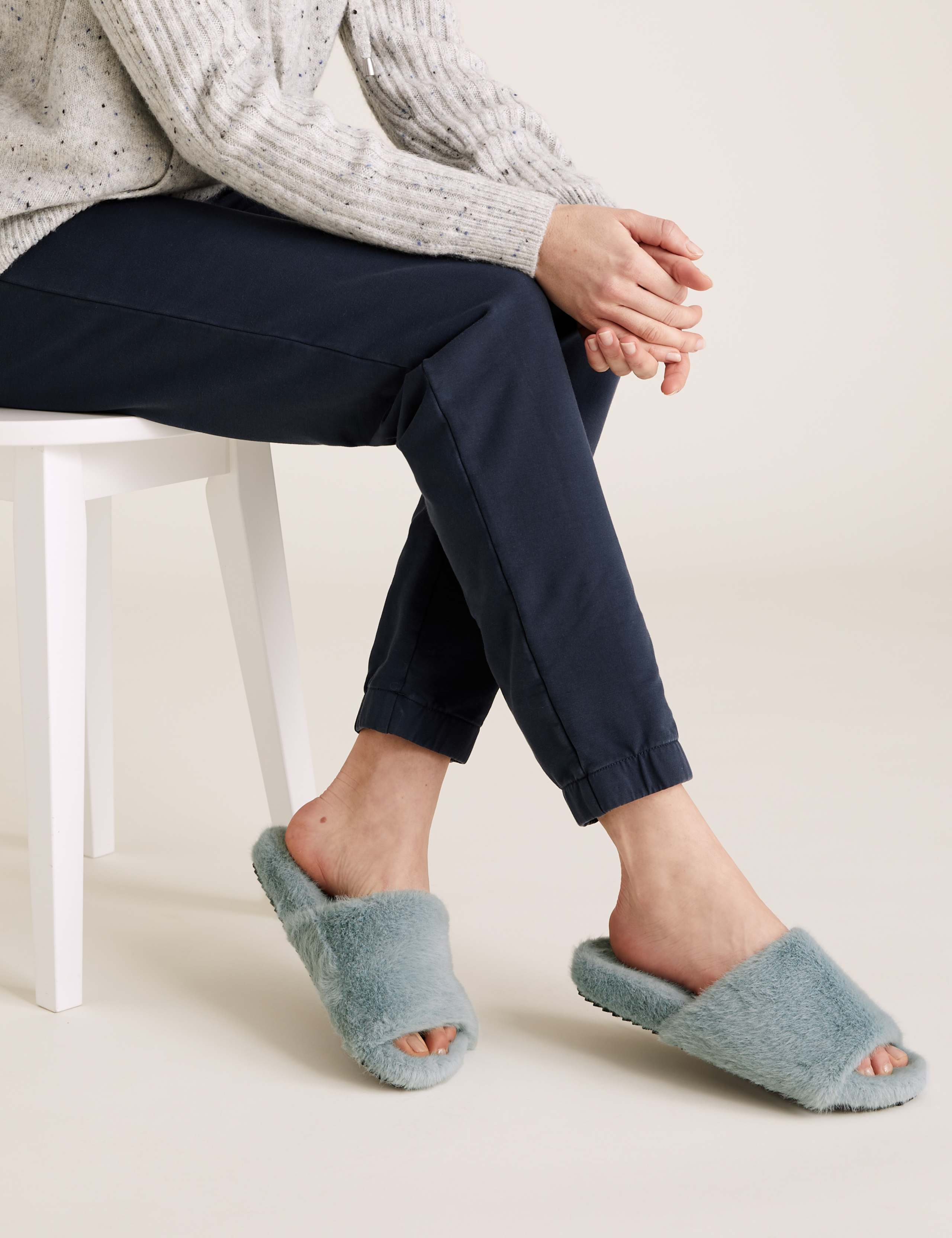 Faux Fur Open Toe Slippers 1 of 6