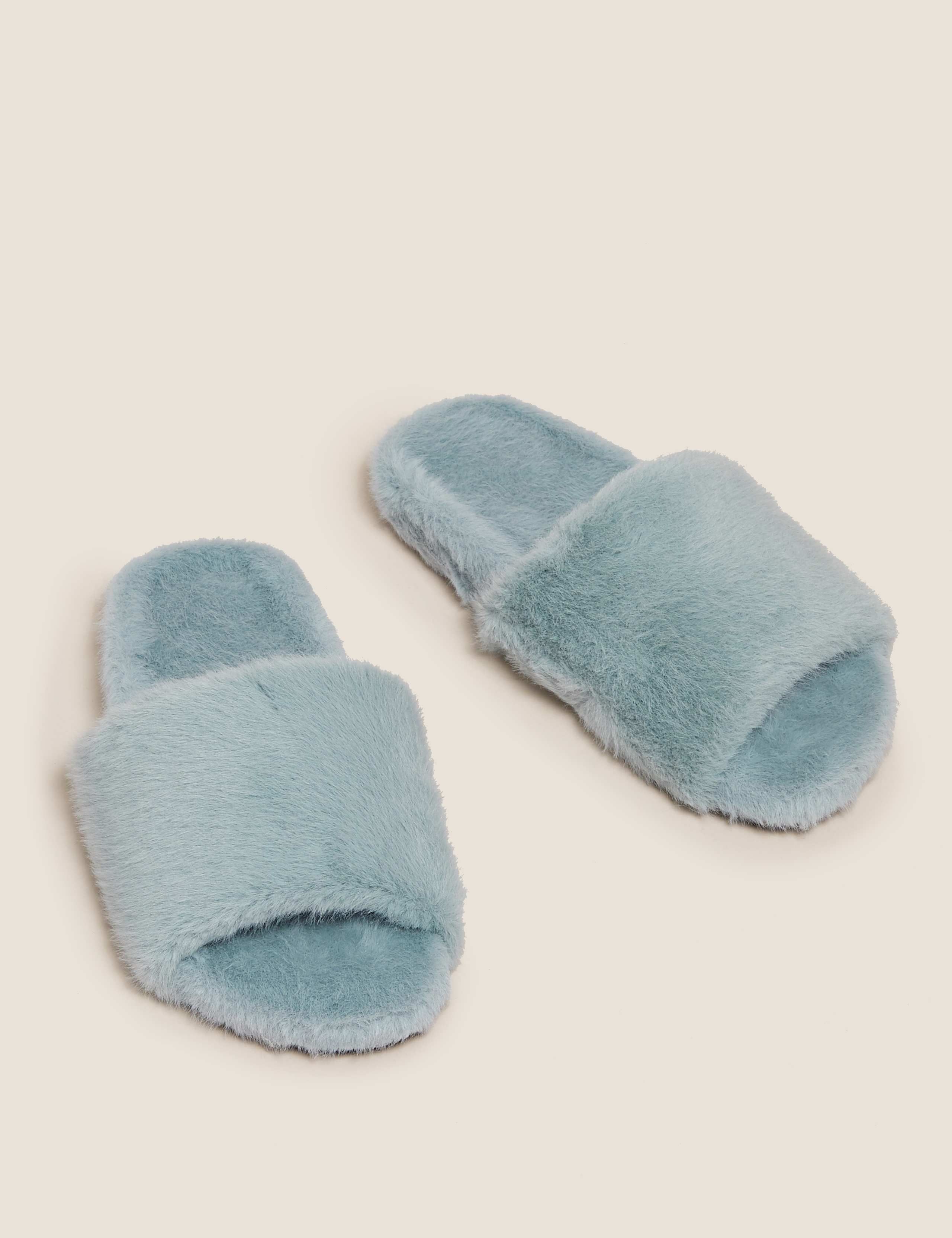 Faux Fur Open Toe Slippers 3 of 6