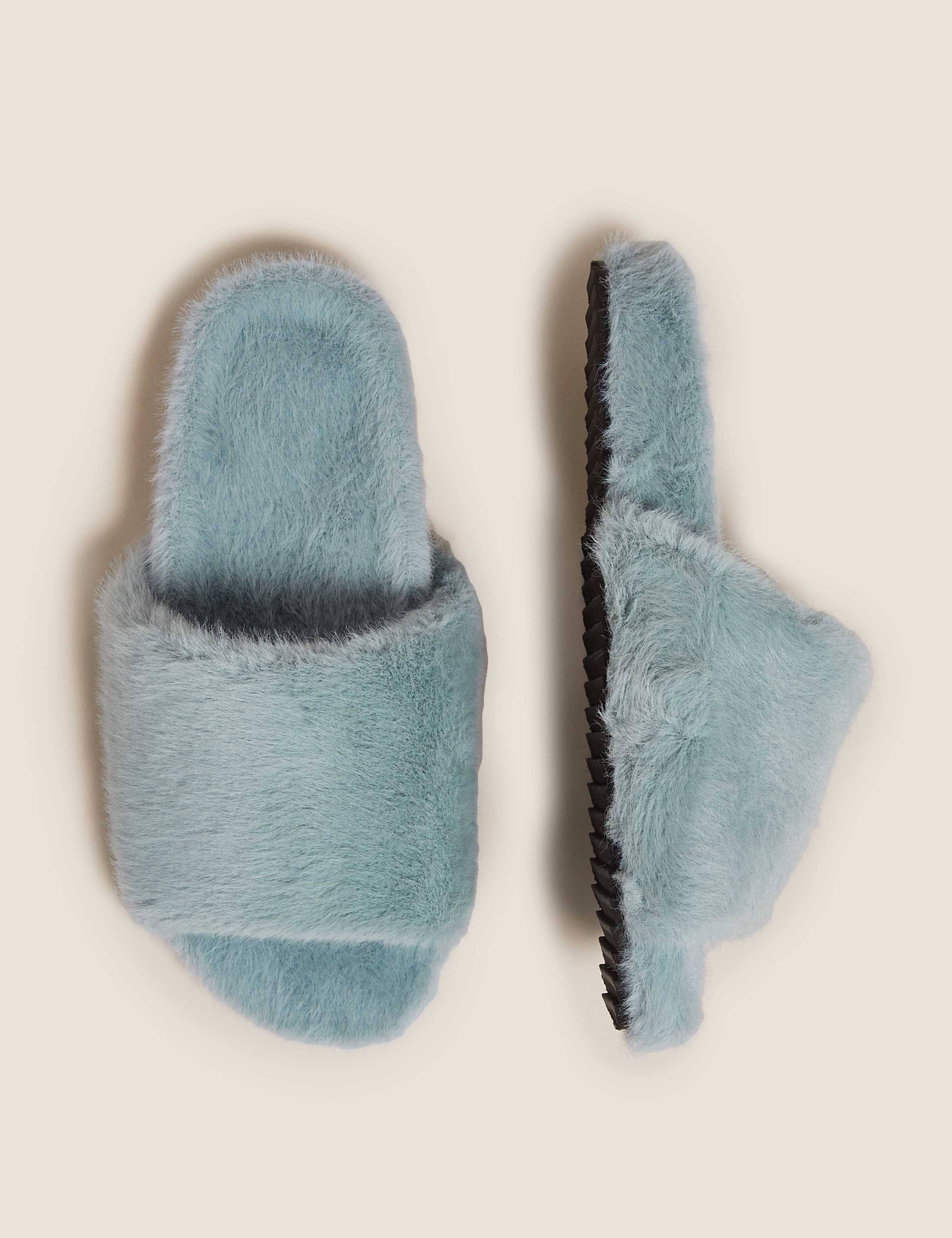 Faux Fur Open Toe Slippers 4 of 6