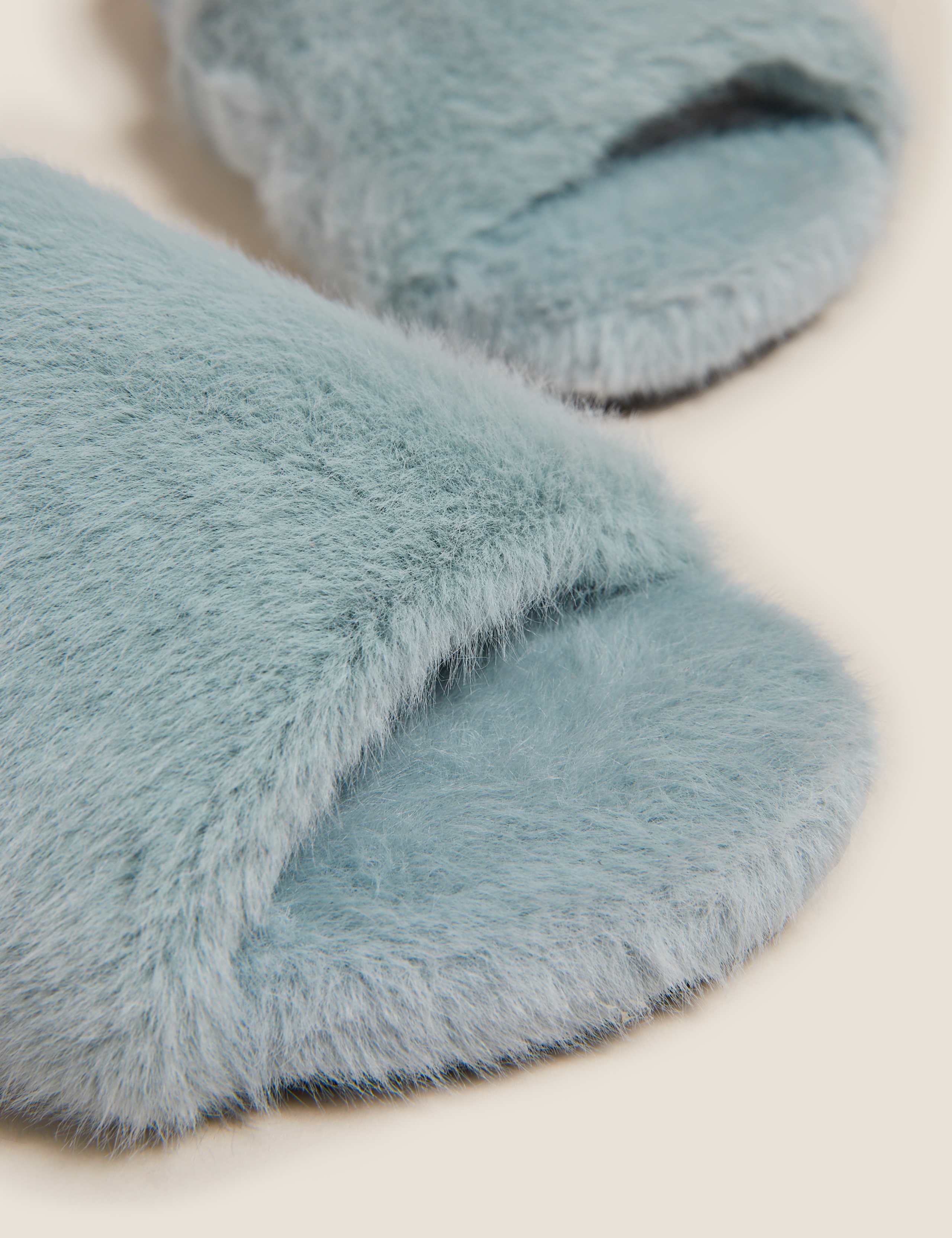 Faux Fur Open Toe Slippers 5 of 6