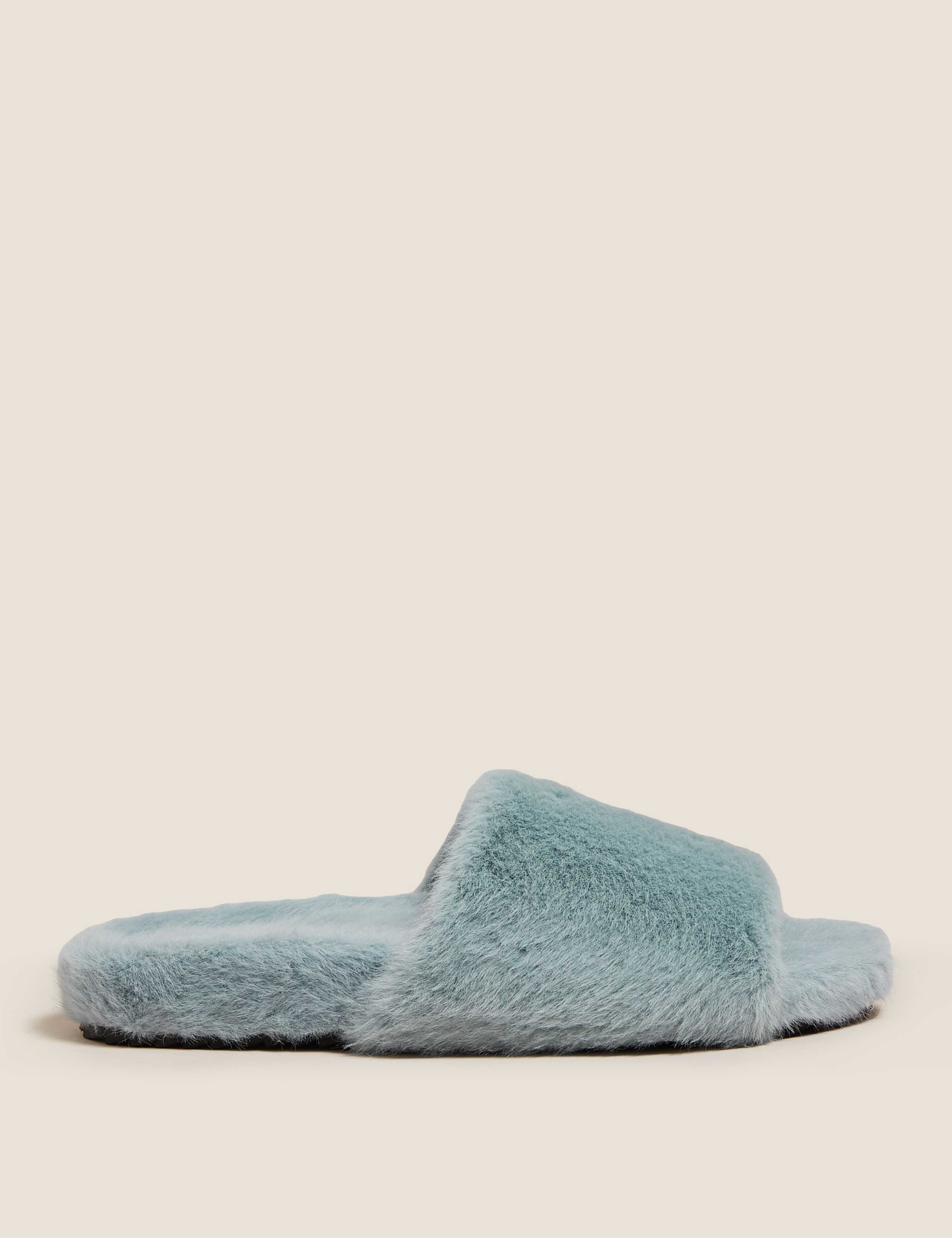 Faux Fur Open Toe Slippers 6 of 6