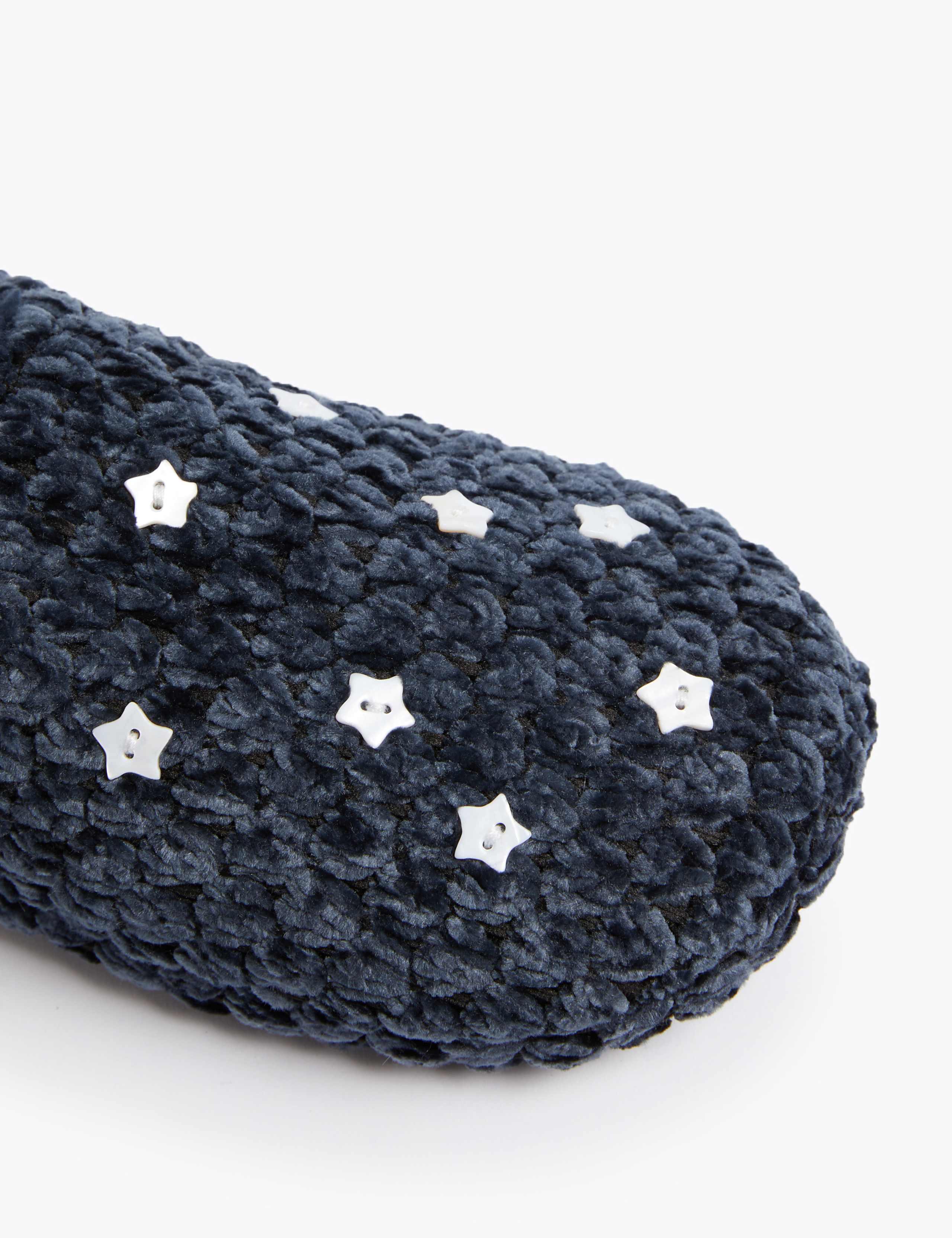 Chenille Star Trim Mule Slippers 3 of 4