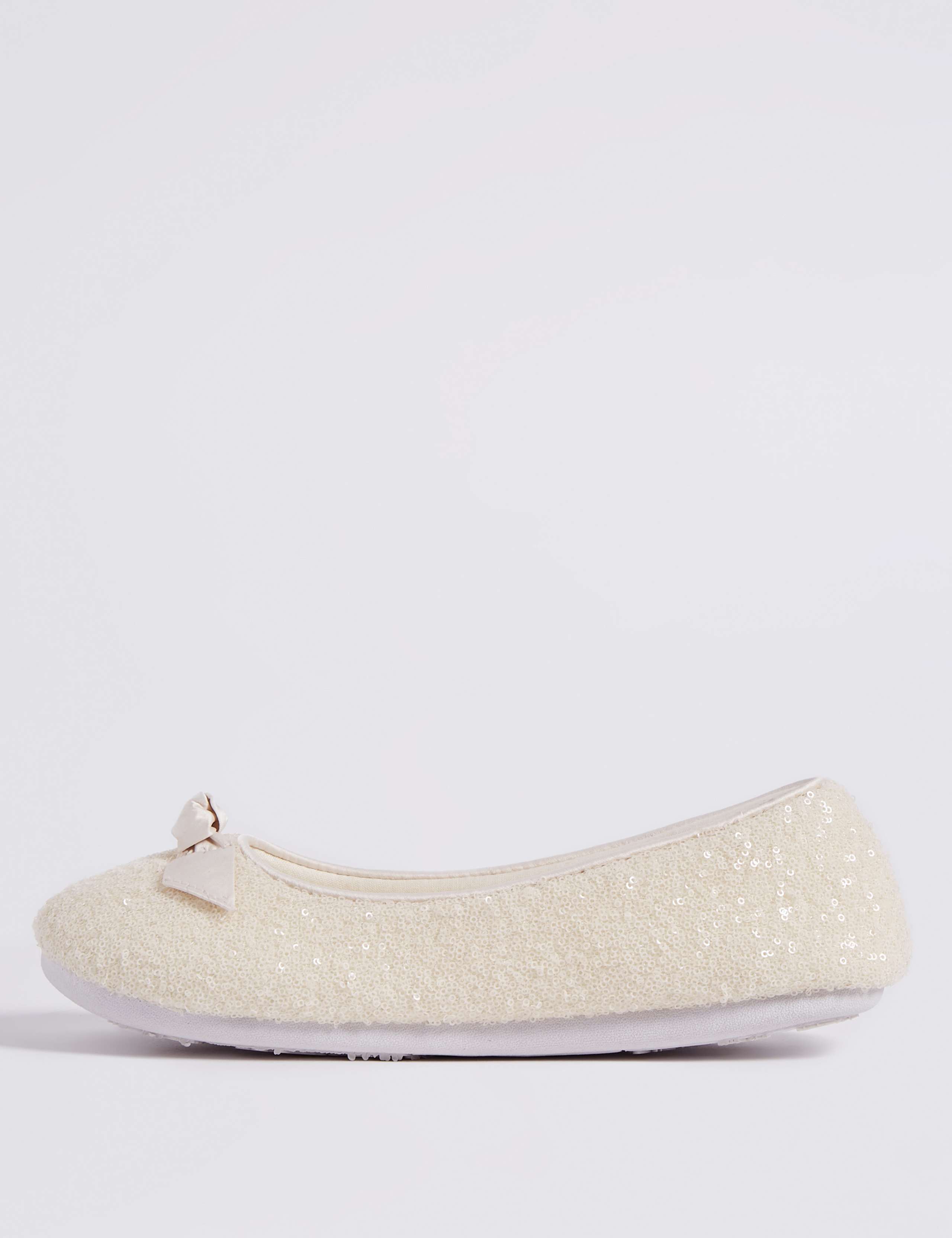 Sequin Bow Detail Ballerina Slippers 5 of 6