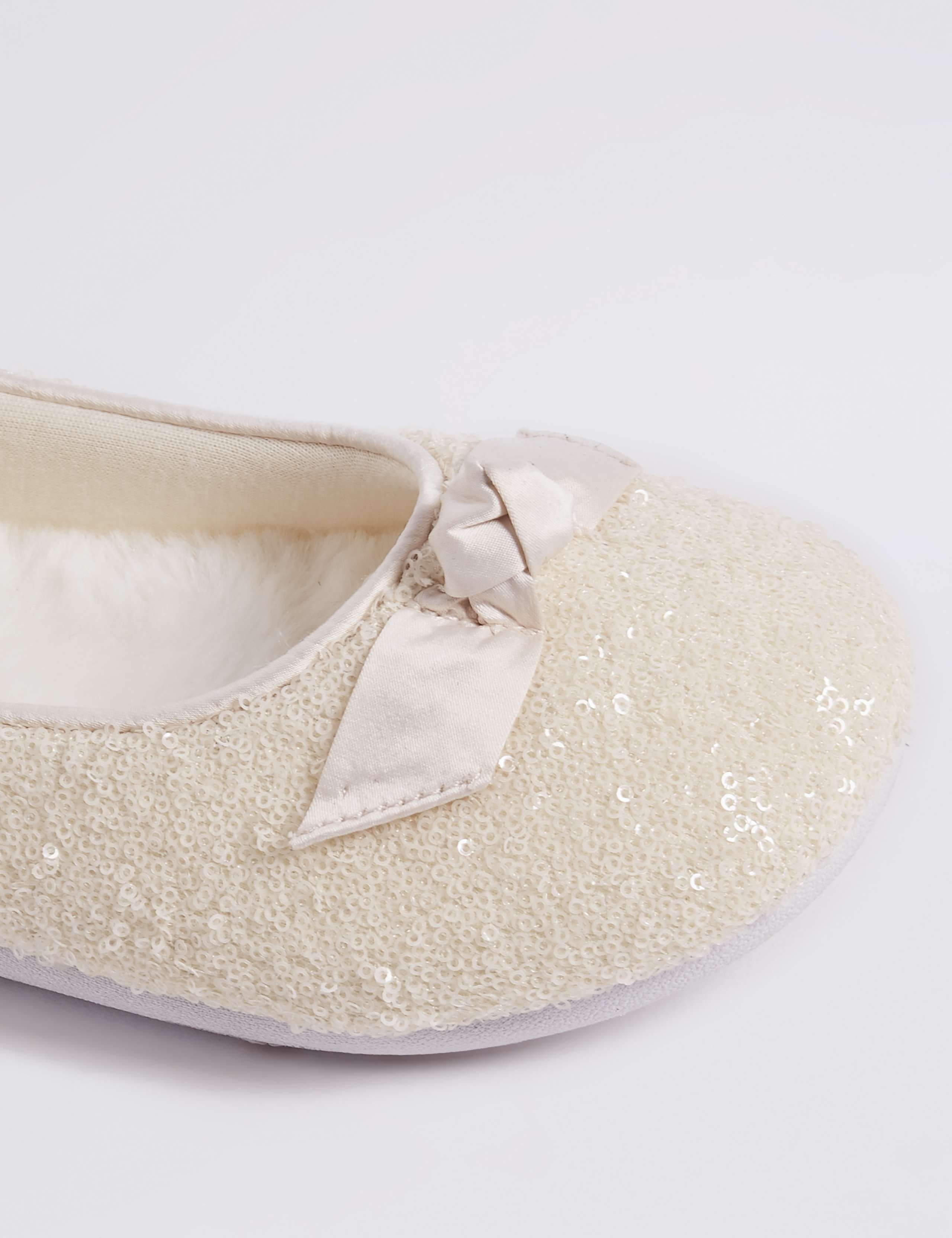 Sequin Bow Detail Ballerina Slippers 6 of 6