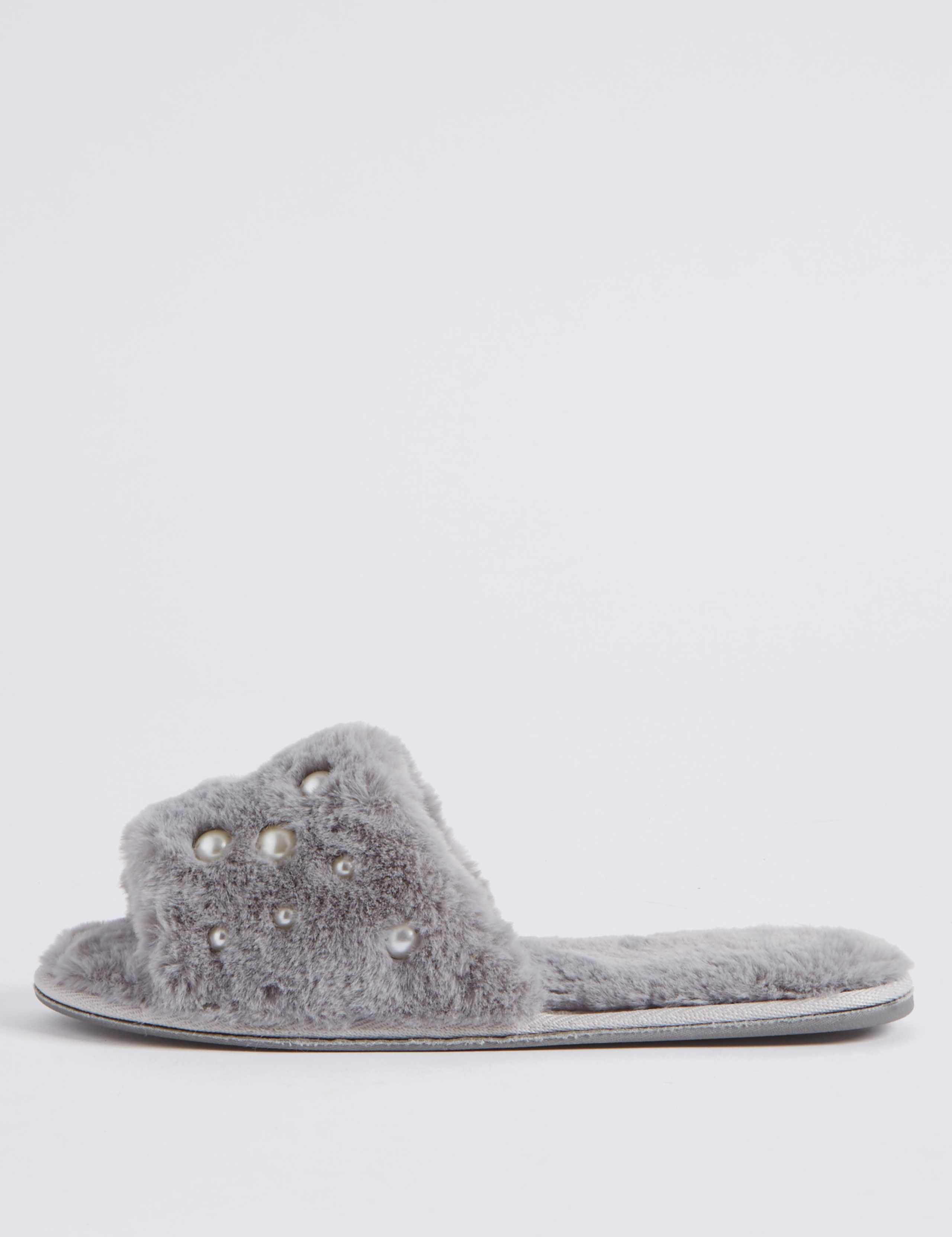 Pearl Detail Fur Mule Slippers 5 of 6