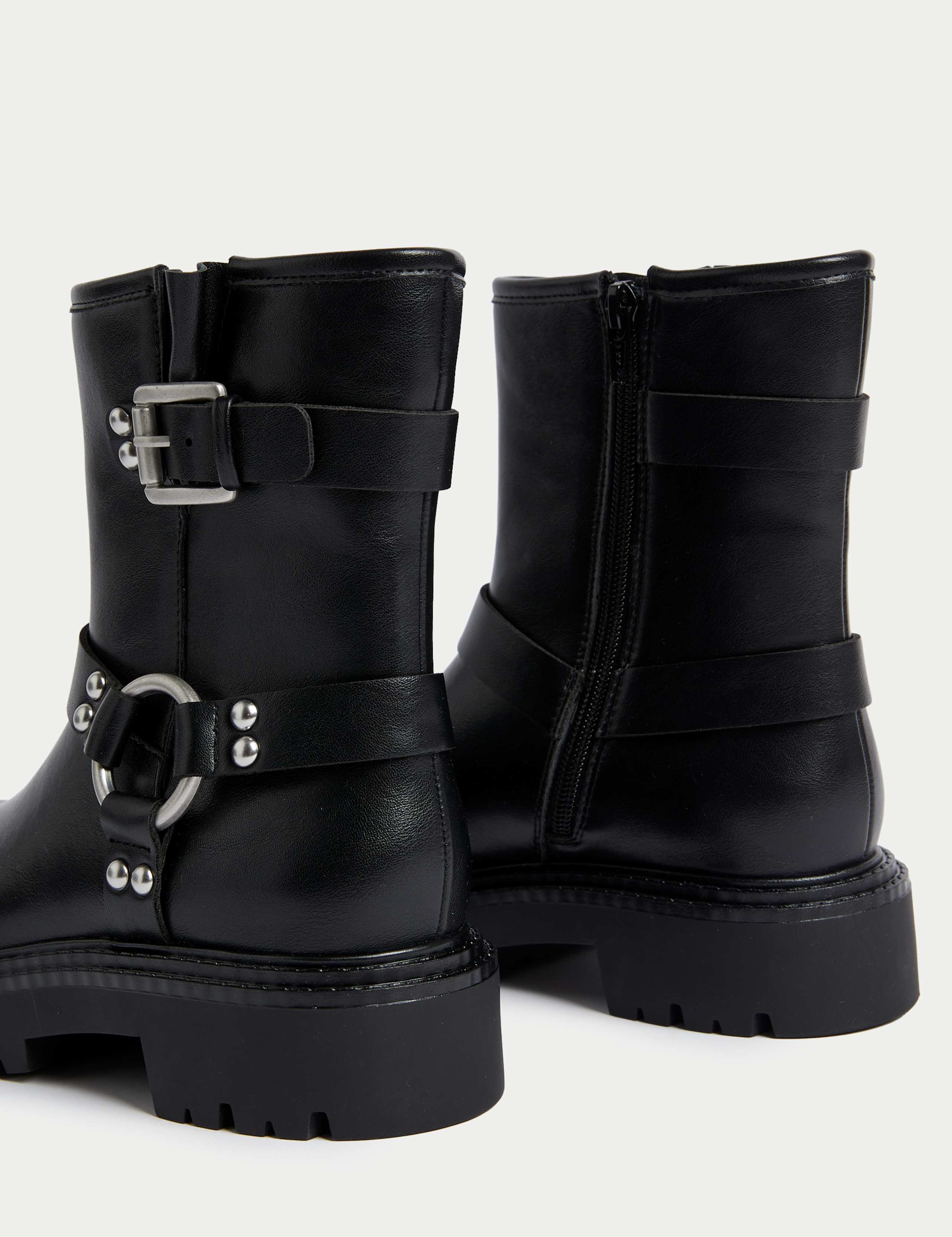 Biker Buckle Flatform Ankle Boots 3 of 3