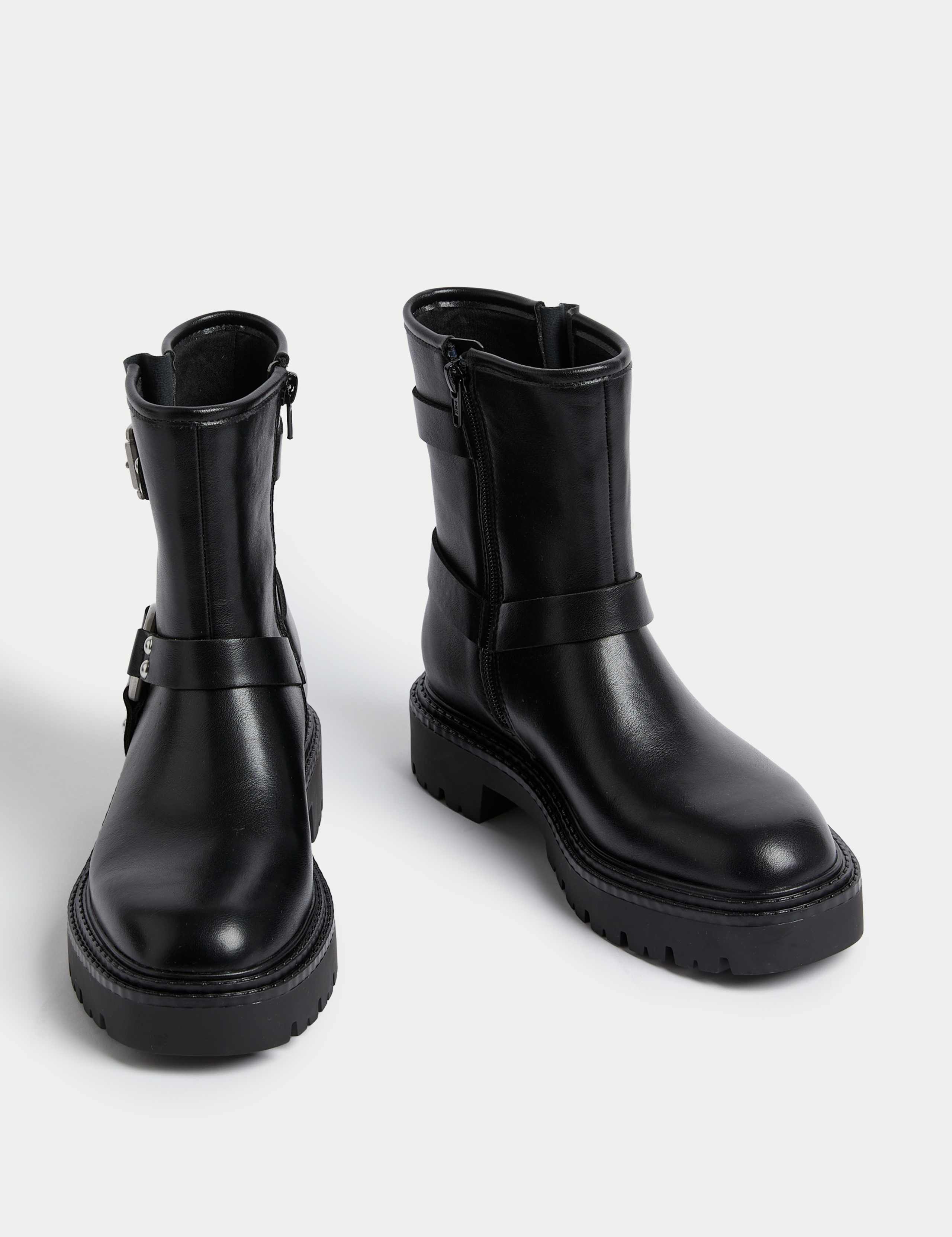 Biker Buckle Flatform Ankle Boots 2 of 3